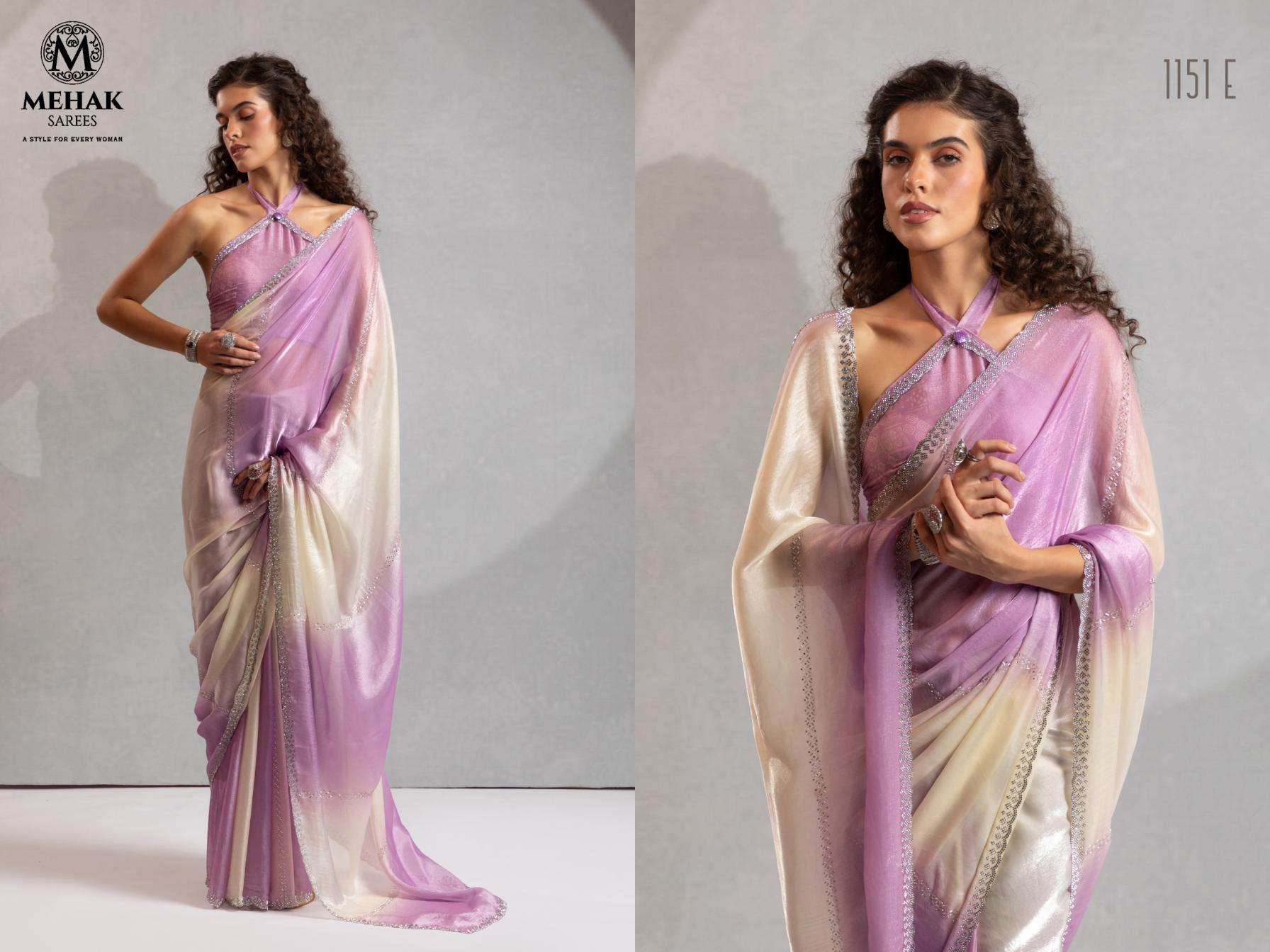 Mehek Presents Mehek 1151a-1151f Two Tone Satin Silk Shop Trendy Sarees Catalog Wholesaler And Exporter 