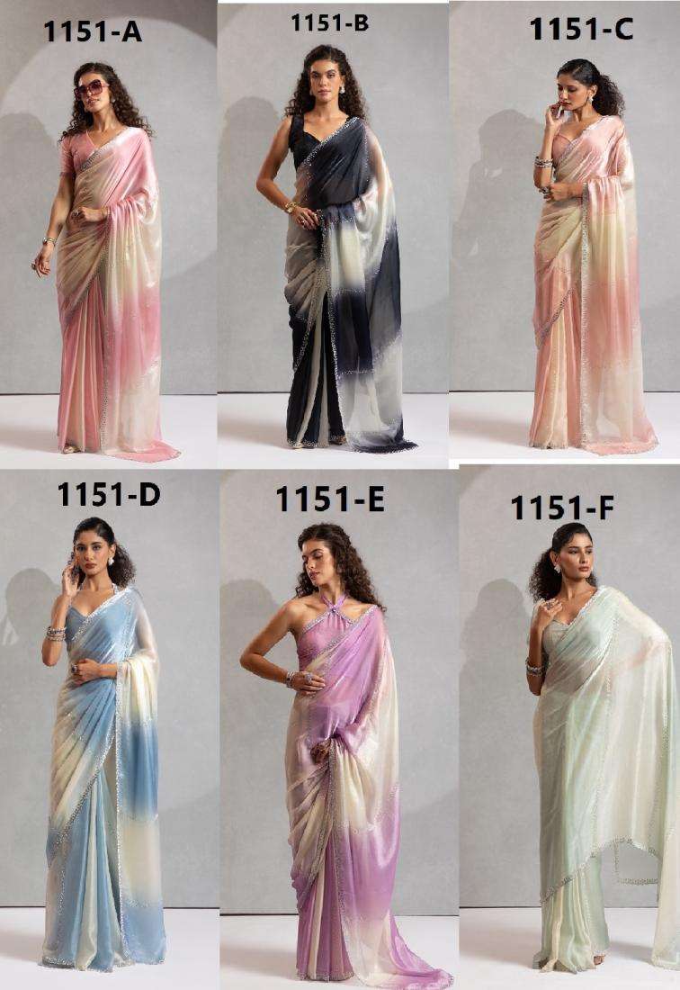 Mehek Presents Mehek 1151a-1151f Two Tone Satin Silk Shop Trendy Sarees Catalog Wholesaler And Exporter 