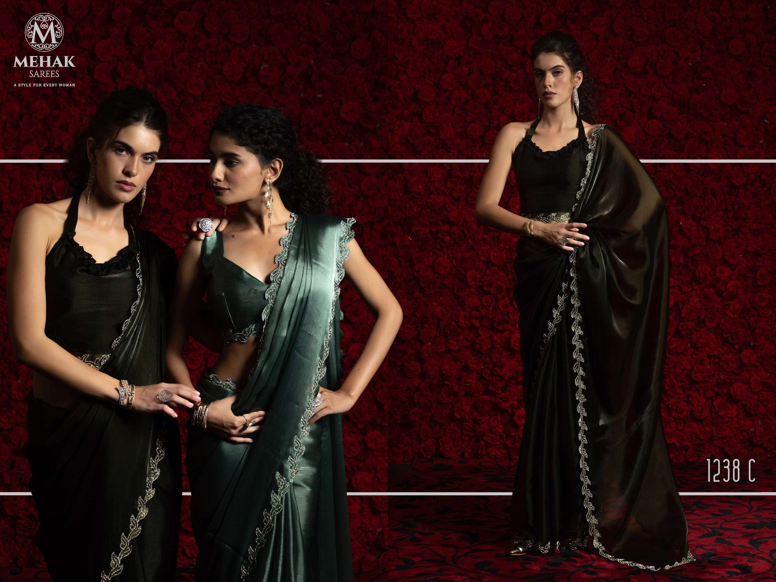 Mehek Presents Mehek 1238 Series Tissue Chiffon Shop Trendy Sarees Catalog Wholesaler And Exporter 