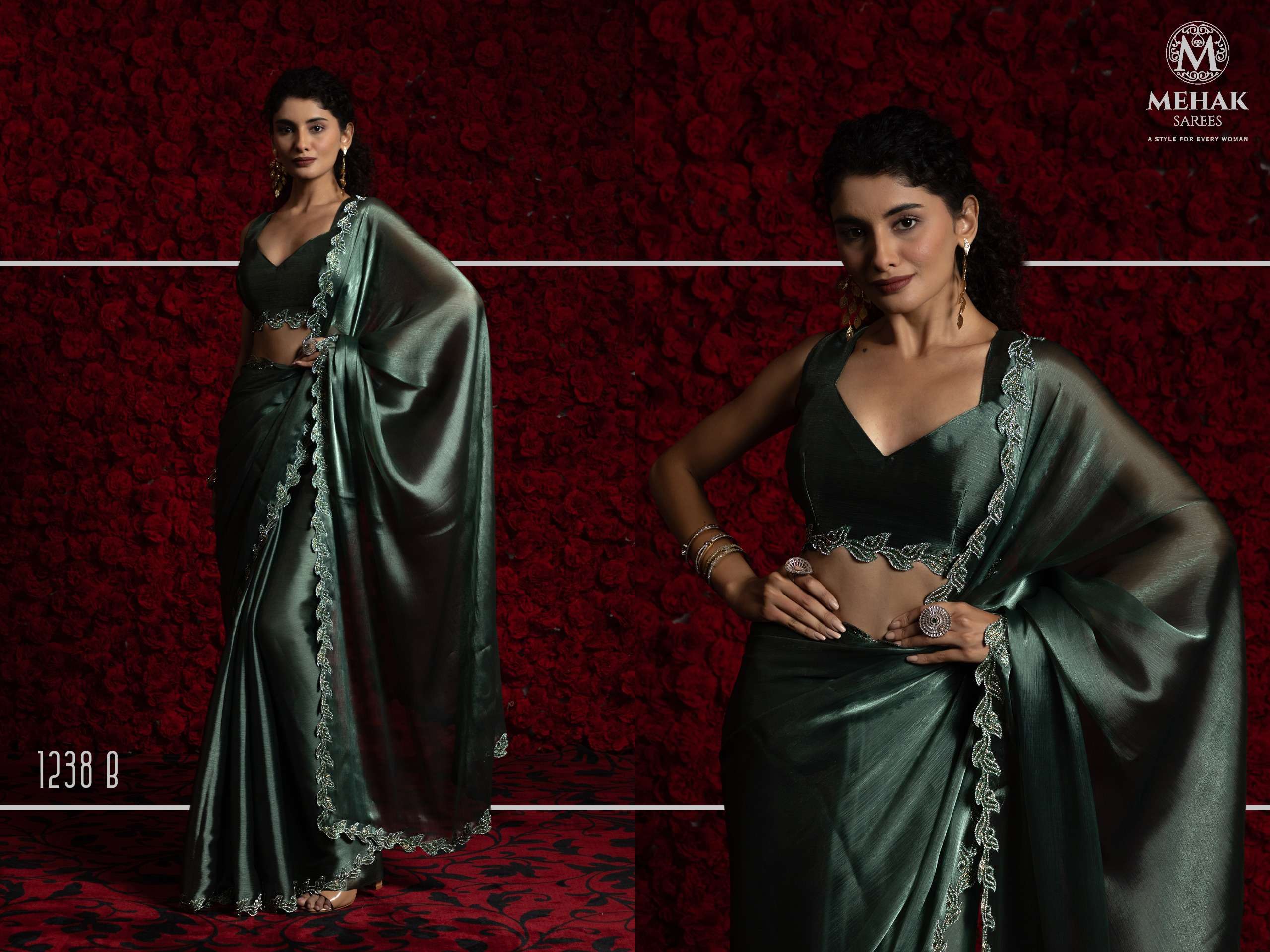 Mehek Presents Mehek 1238 Series Tissue Chiffon Shop Trendy Sarees Catalog Wholesaler And Exporter 