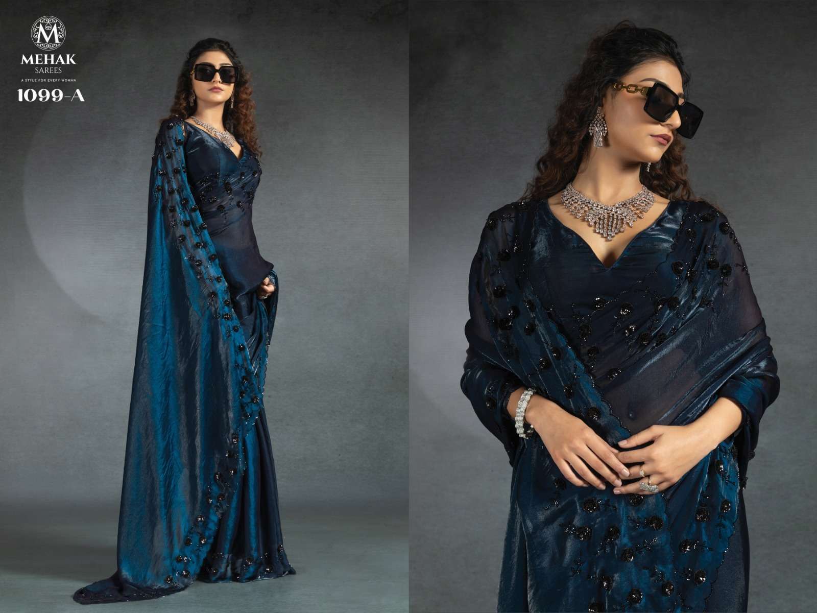 Mehek Saree presents 1099 Colors Partywear Silk Saree Catalog wholesaler