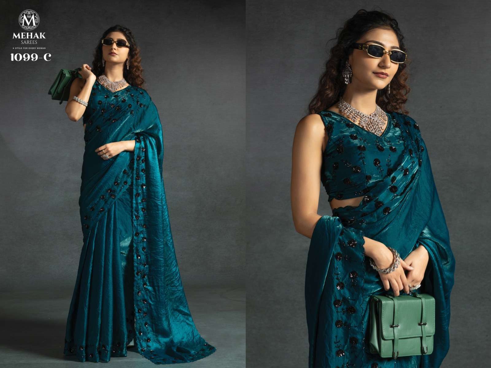 Mehek Saree presents 1099 Colors Partywear Silk Saree Catalog wholesaler