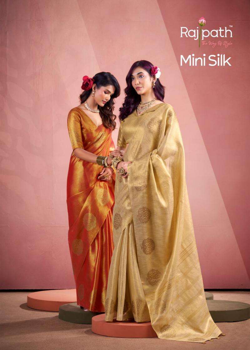Rajpath Presents Mini Silk Tissue Trendy Fancy Weaving Saree For Womens Catalog Wholesaler And Exporter 