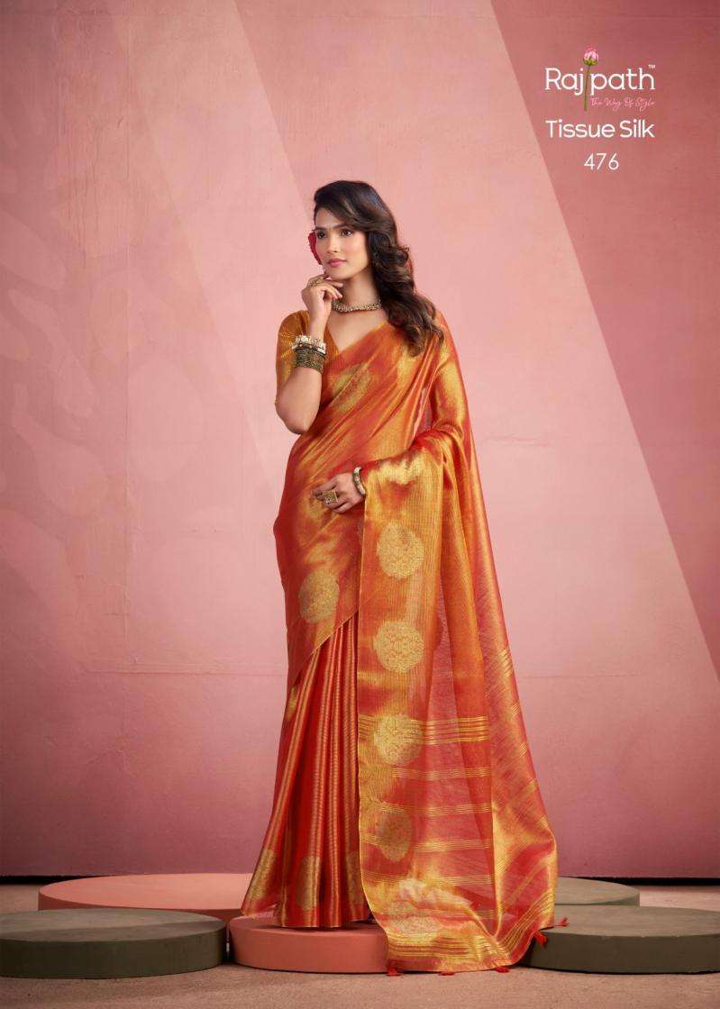 Rajpath Presents Mini Silk Tissue Trendy Fancy Weaving Saree For Womens Catalog Wholesaler And Exporter 
