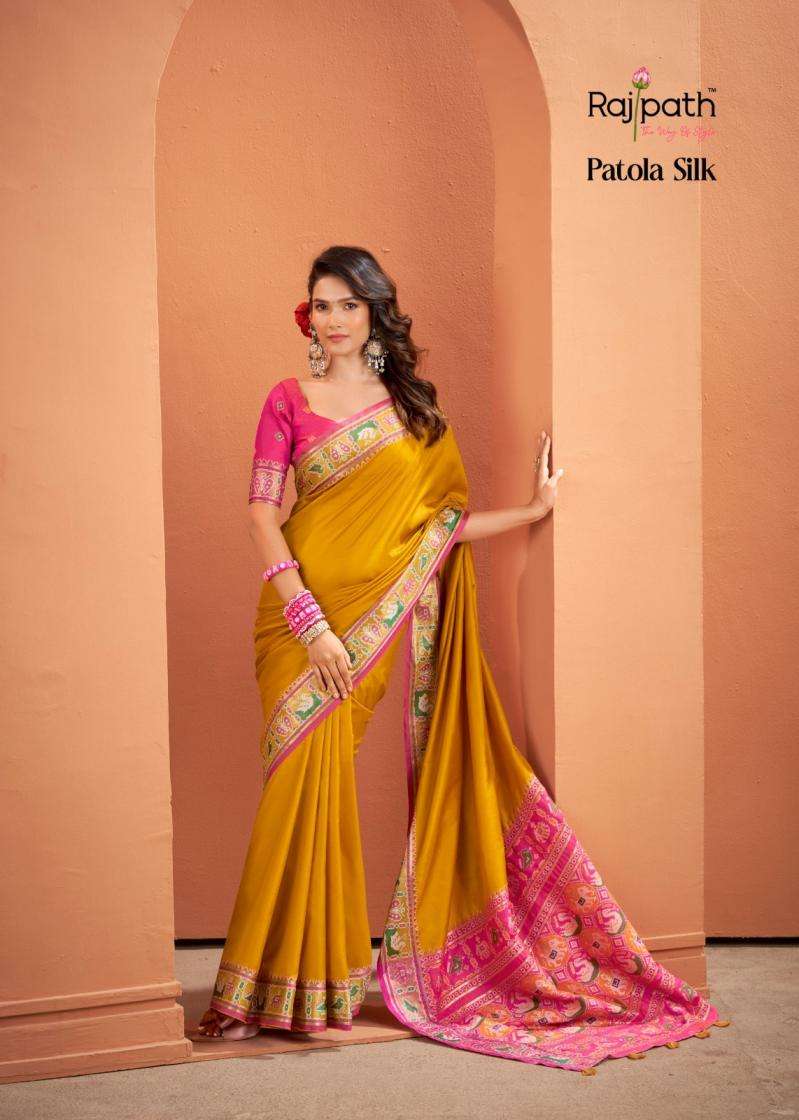 Rajpath Presents Vrundavn Silk With Patola Weaving Shop Trendy Sarees Catalog Wholesaler And Exporter In Surat
