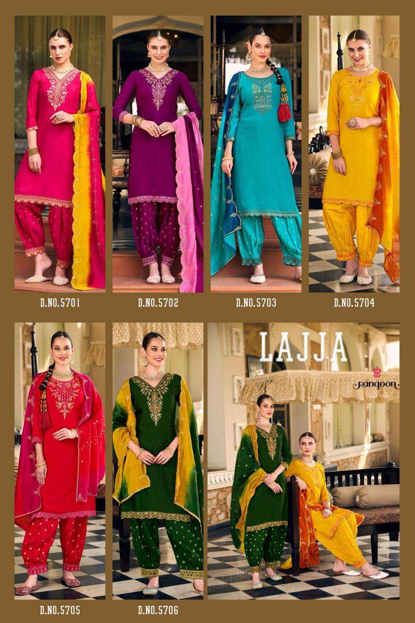 Rangoon Presents Lajja Readymade Muslin Sfghani Style Designer Salwar Suit Catalog WHolesaler And Exporter 