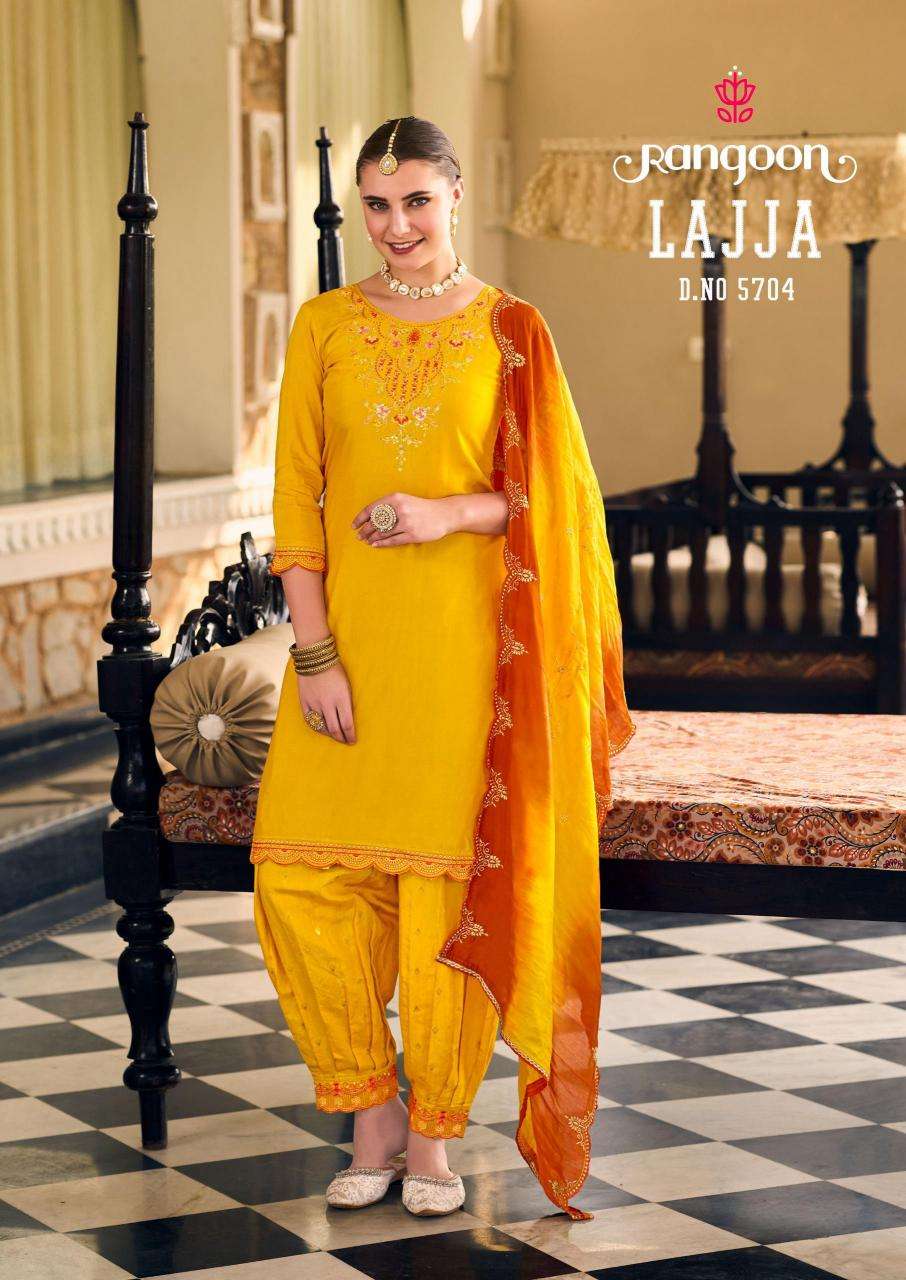 Rangoon Presents Lajja Readymade Muslin Sfghani Style Designer Salwar Suit Catalog WHolesaler And Exporter 