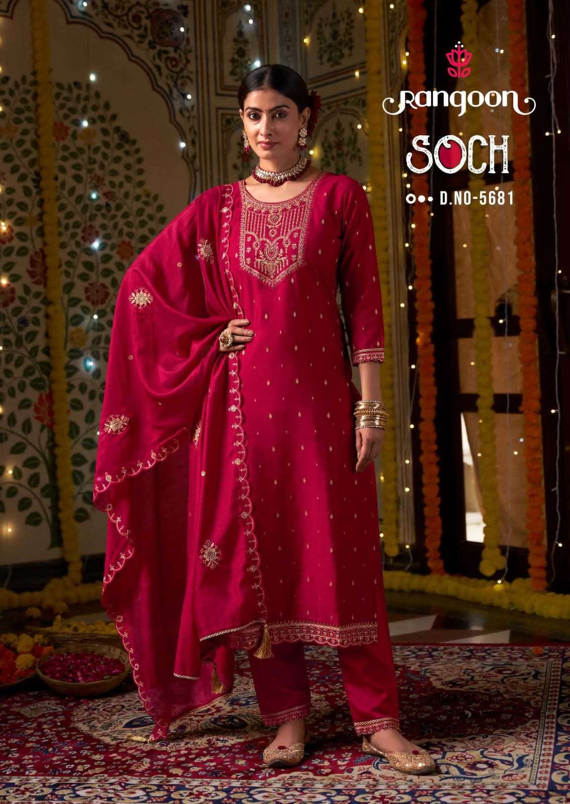 Rangoon Presents Soch Embroidery Work Viscose Jacquard Readymade Suits Catalog Wholesaler And Exporter In Surat