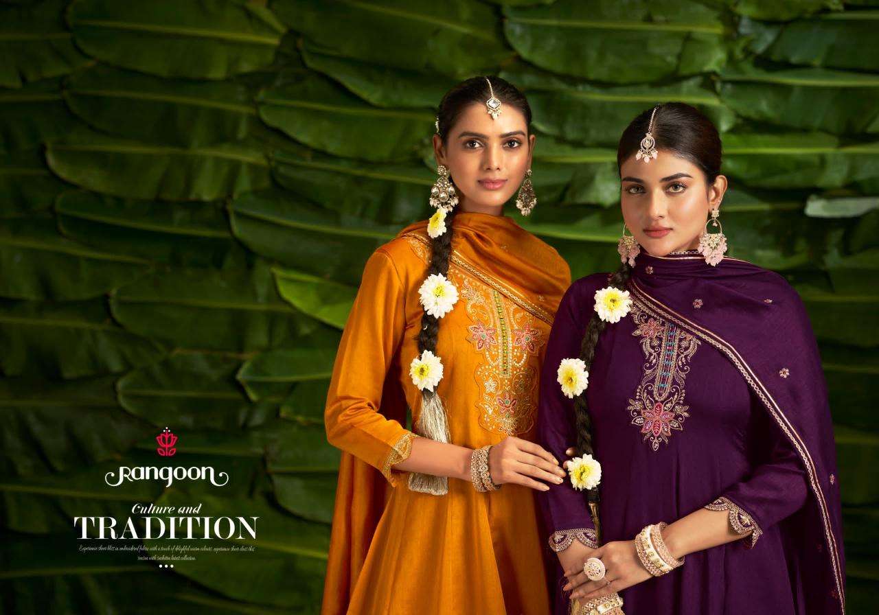 Rangoon Presents Suvarna Readymade Fancy Kali Work Silk Afghani Style 3pcs Suits Catalog Wholesaler and Exporter 