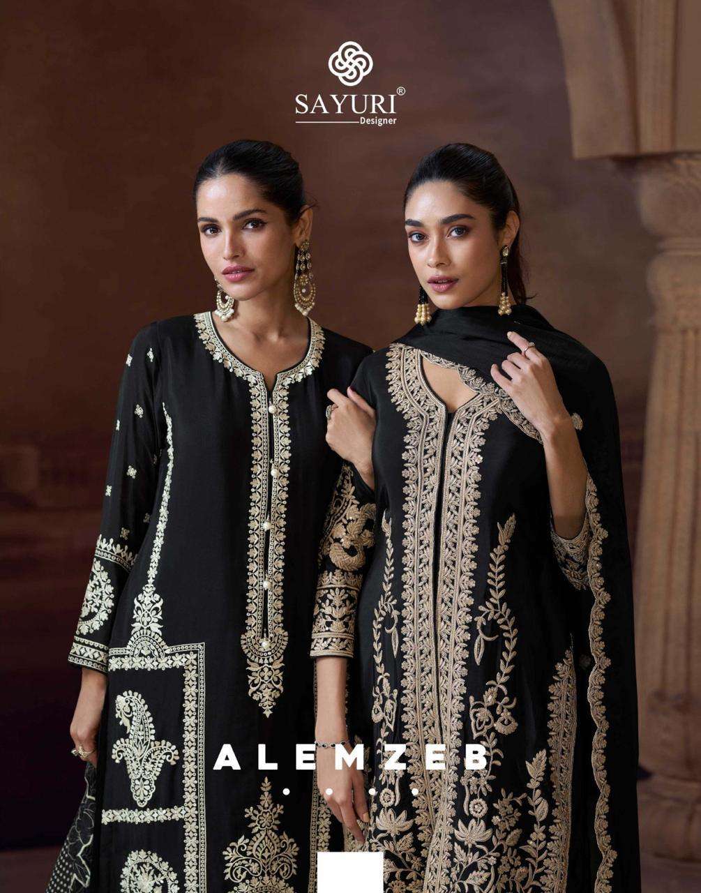 Sayuri Designer Presents Alemzeb Readymade Chinon Silk Suits Catalog Wholesaler And Exporter in surat