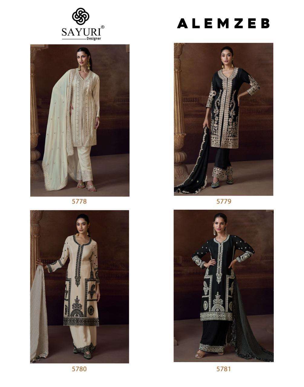 Sayuri Designer Presents Alemzeb Readymade Chinon Silk Suits Catalog Wholesaler And Exporter in surat