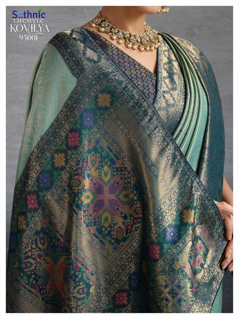 Sethnic Lifestyle Presents Kovilya Kanjivaram Silk Meenakari Work Stylish Look Sarees Catalog Wholesaler And Exporter 