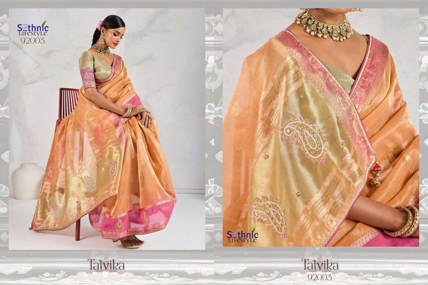 Sethnic Lifestyle Presents Tatvika Tissue Linen Gorgeous Look Saree Catalog Wholesaler And Exporter 