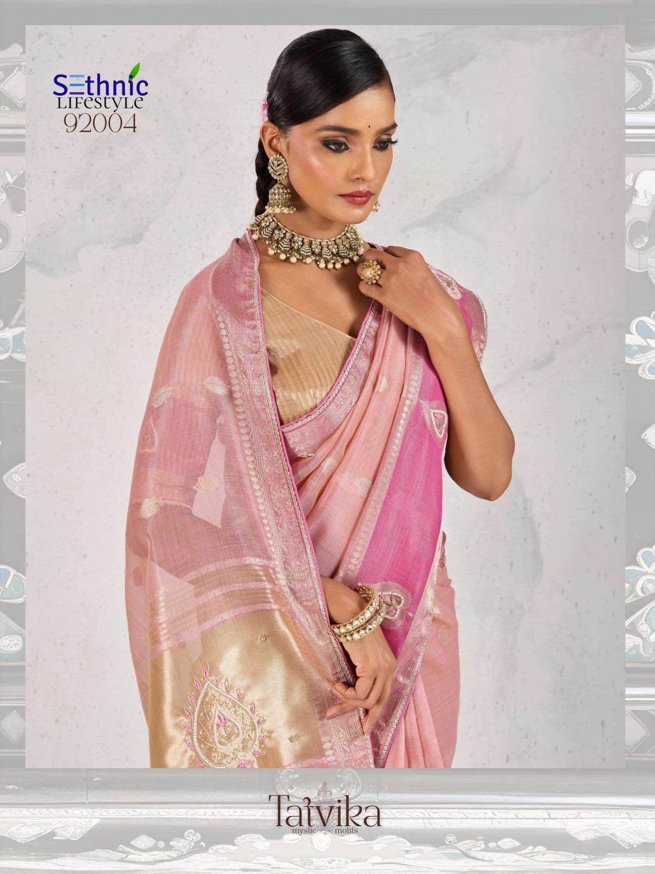 Sethnic Lifestyle Presents Tatvika Tissue Linen Gorgeous Look Saree Catalog Wholesaler And Exporter 
