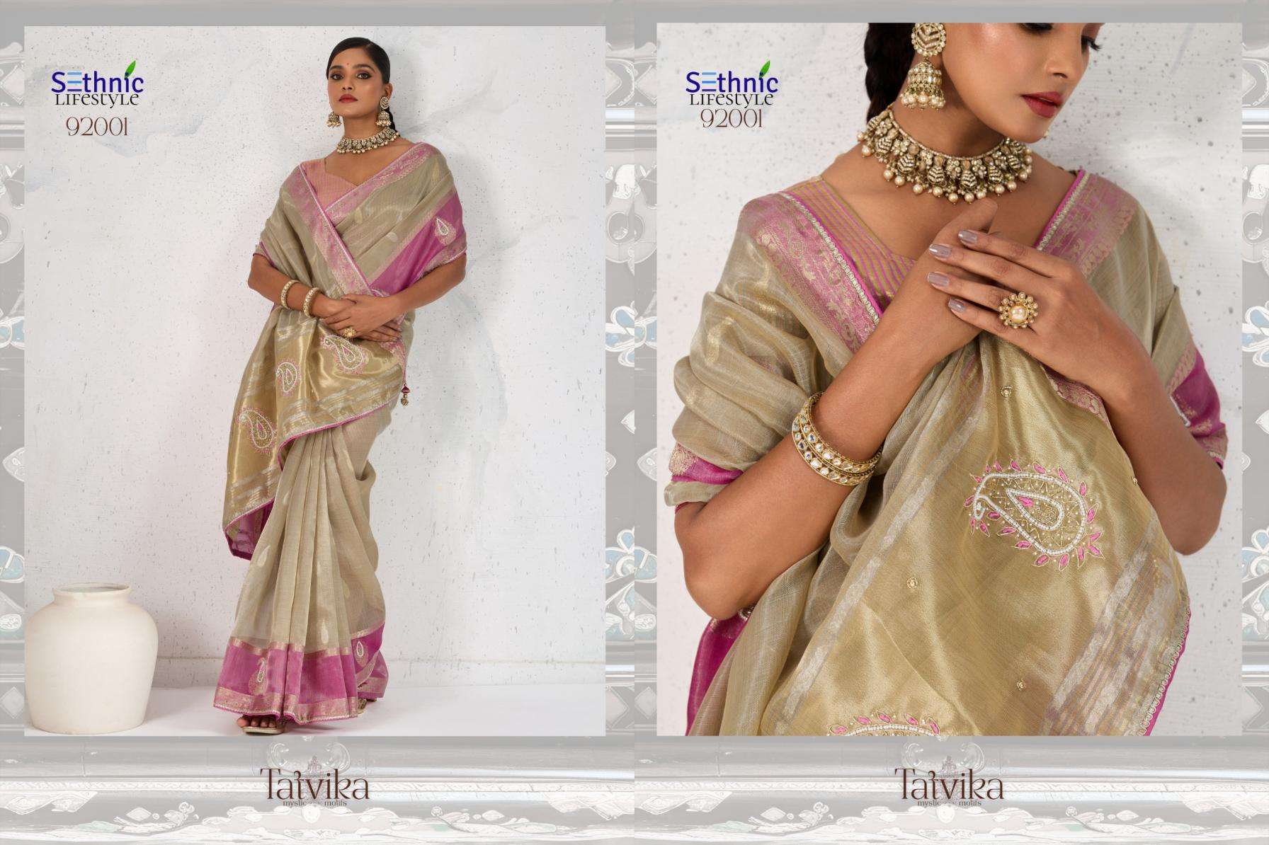 Sethnic Lifestyle Presents Tatvika Tissue Linen Gorgeous Look Saree Catalog Wholesaler And Exporter 