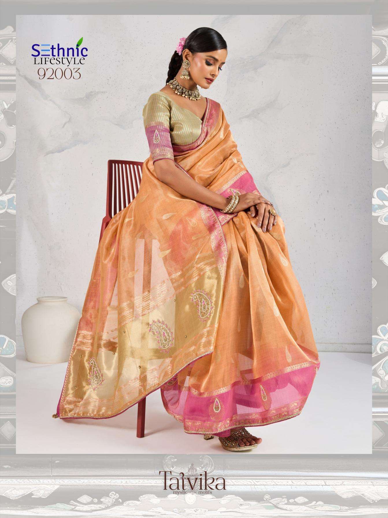 Sethnic Lifestyle Presents Tatvika Tissue Linen Gorgeous Look Saree Catalog Wholesaler And Exporter 