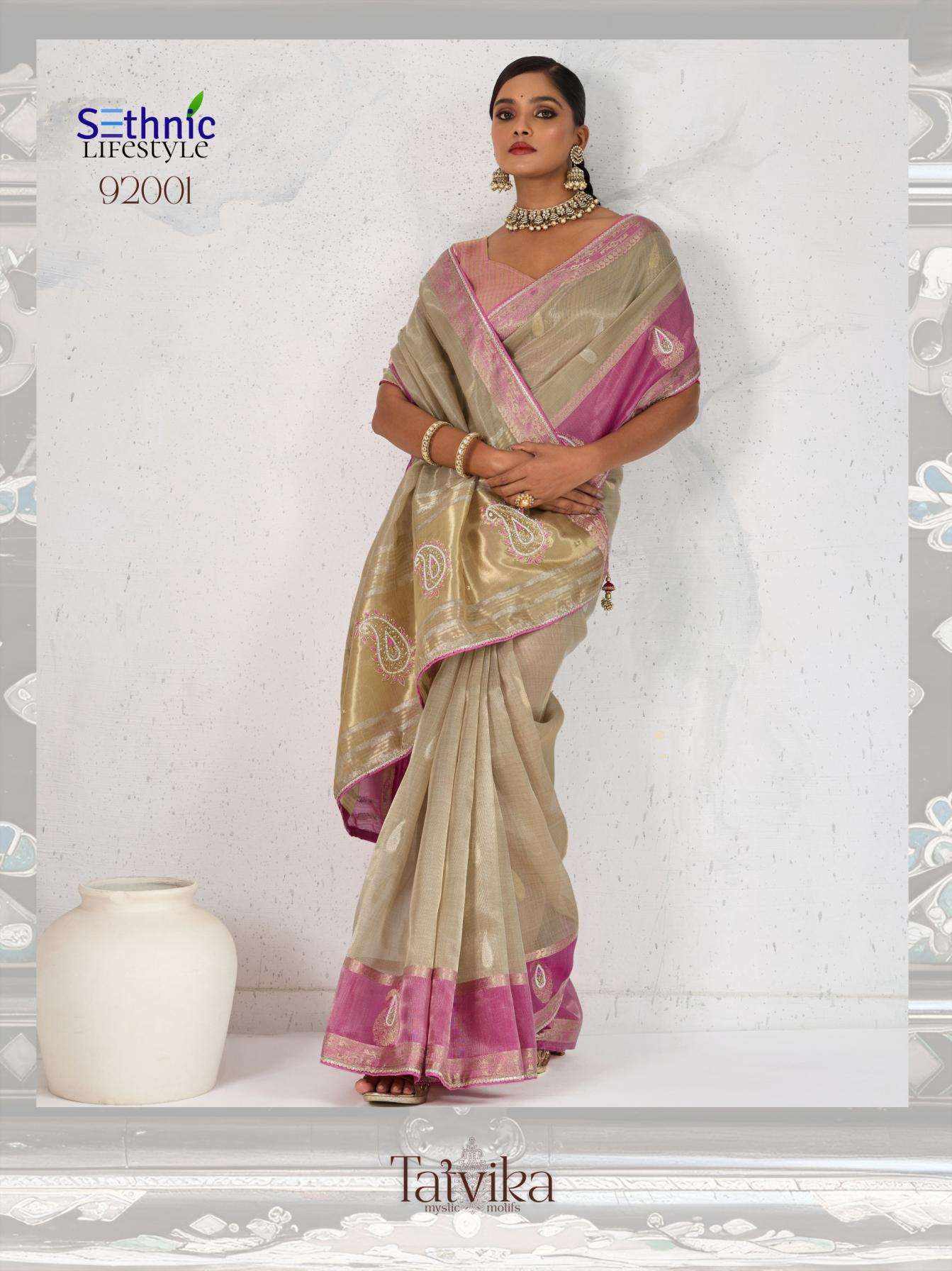 Sethnic Lifestyle Presents Tatvika Tissue Linen Gorgeous Look Saree Catalog Wholesaler And Exporter 