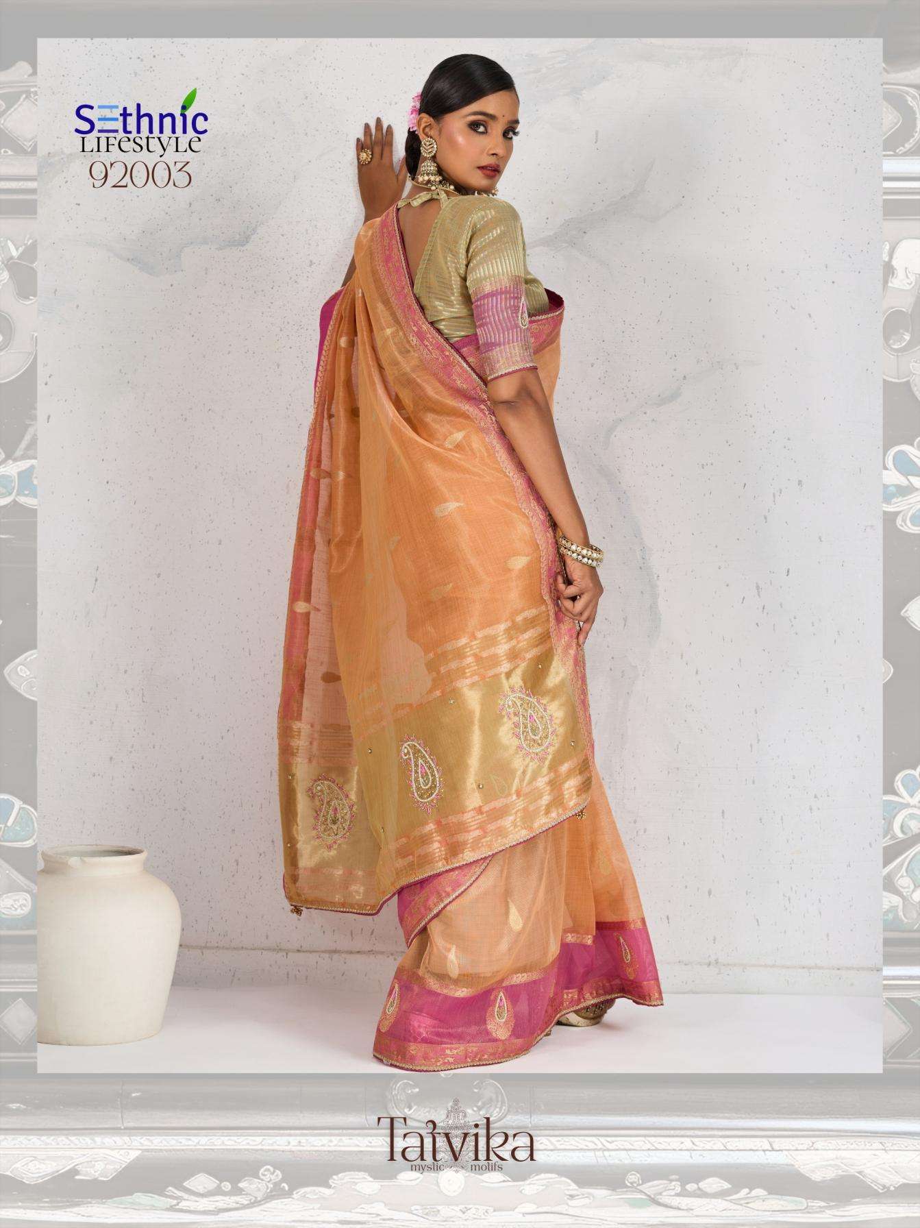 Sethnic Lifestyle Presents Tatvika Tissue Linen Gorgeous Look Saree Catalog Wholesaler And Exporter 
