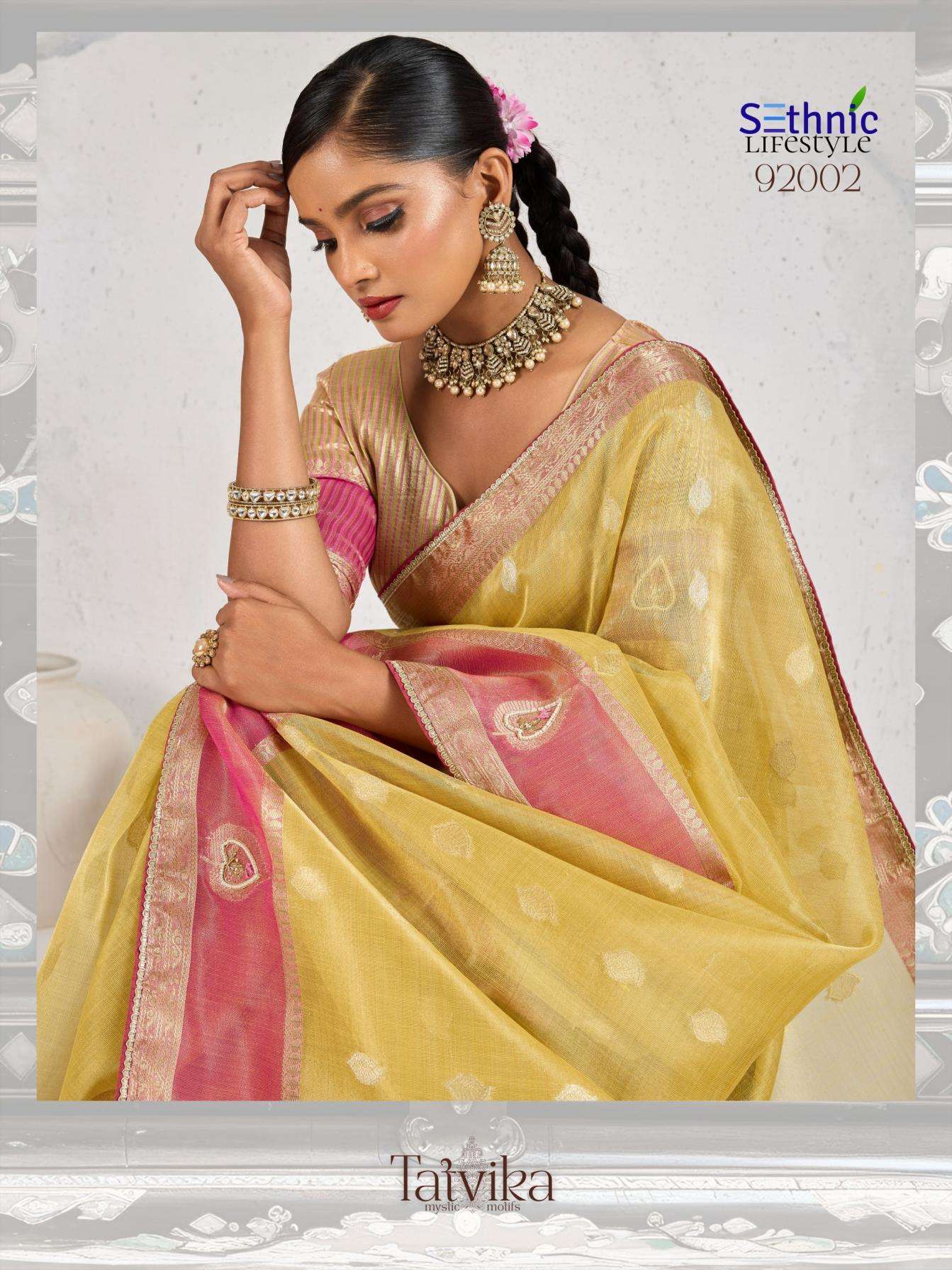 Sethnic Lifestyle Presents Tatvika Tissue Linen Gorgeous Look Saree Catalog Wholesaler And Exporter 
