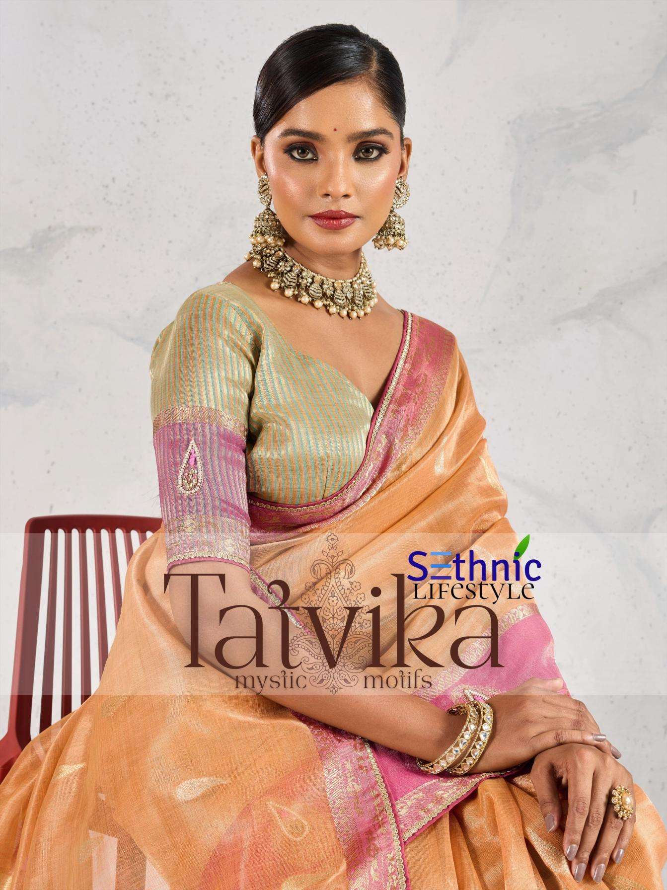 Sethnic Lifestyle Presents Tatvika Tissue Linen Gorgeous Look Saree Catalog Wholesaler And Exporter 
