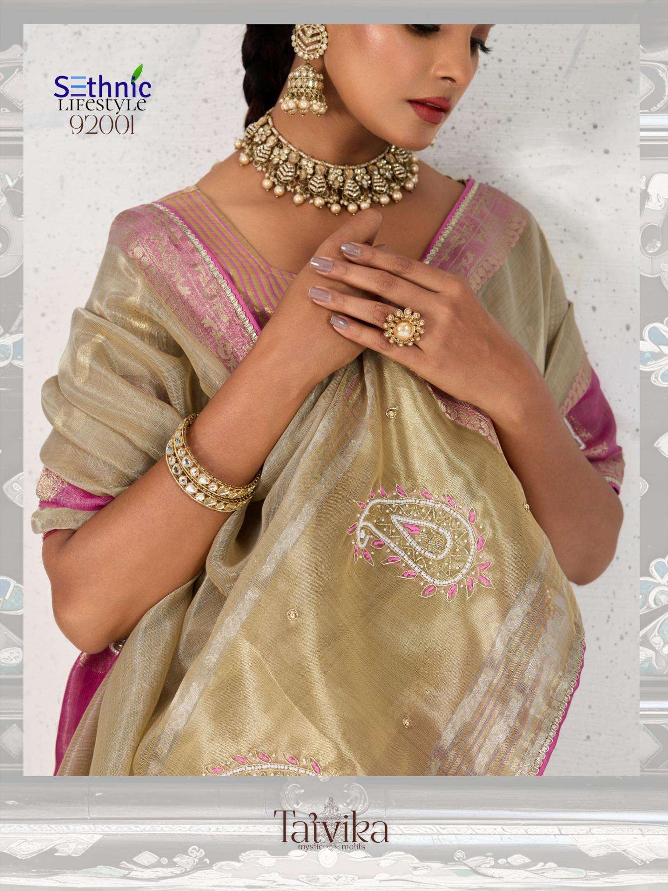 Sethnic Lifestyle Presents Tatvika Tissue Linen Gorgeous Look Saree Catalog Wholesaler And Exporter 