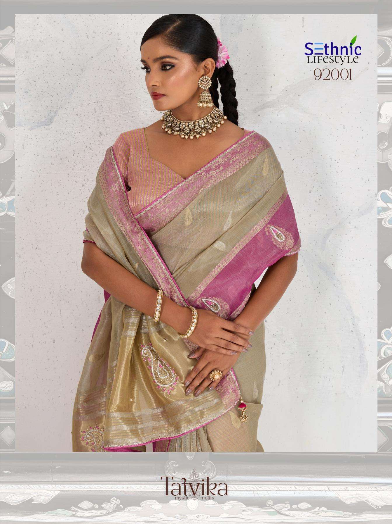 Sethnic Lifestyle Presents Tatvika Tissue Linen Gorgeous Look Saree Catalog Wholesaler And Exporter 