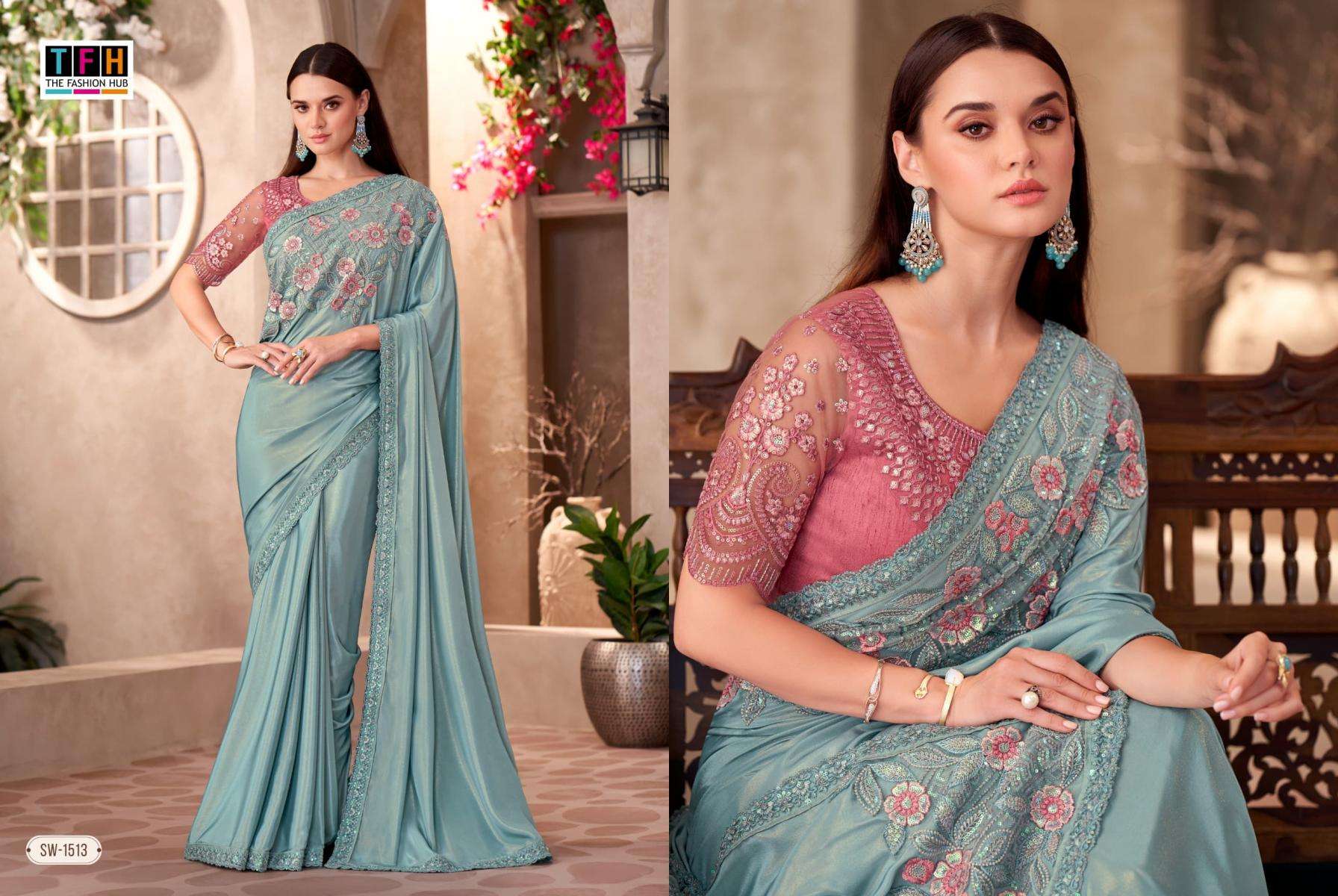 TFH Presents Sandal Wood Vol-15 Chiffon Exclusive Designer Sarees For Every Occasion Catalog Wholesaler And Exporter In Surat