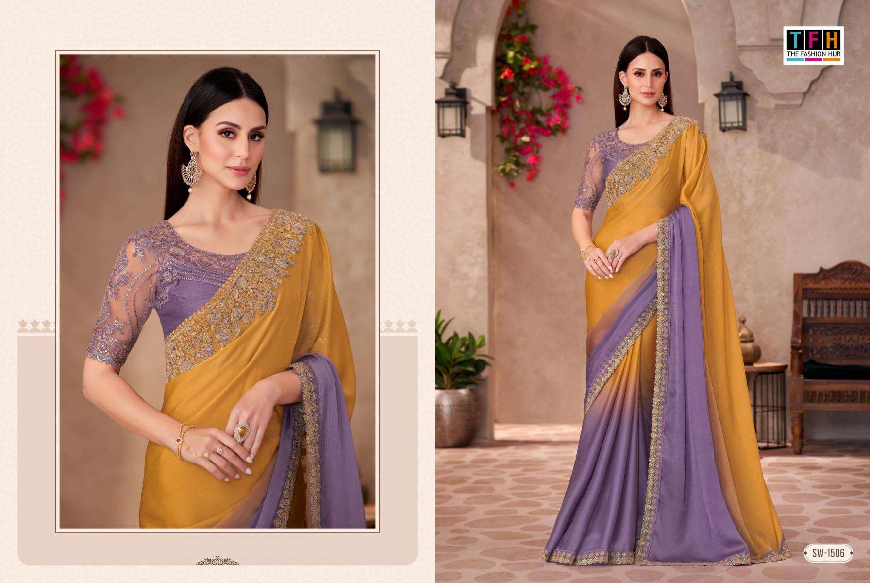 TFH Presents Sandal Wood Vol-15 Chiffon Exclusive Designer Sarees For Every Occasion Catalog Wholesaler And Exporter In Surat