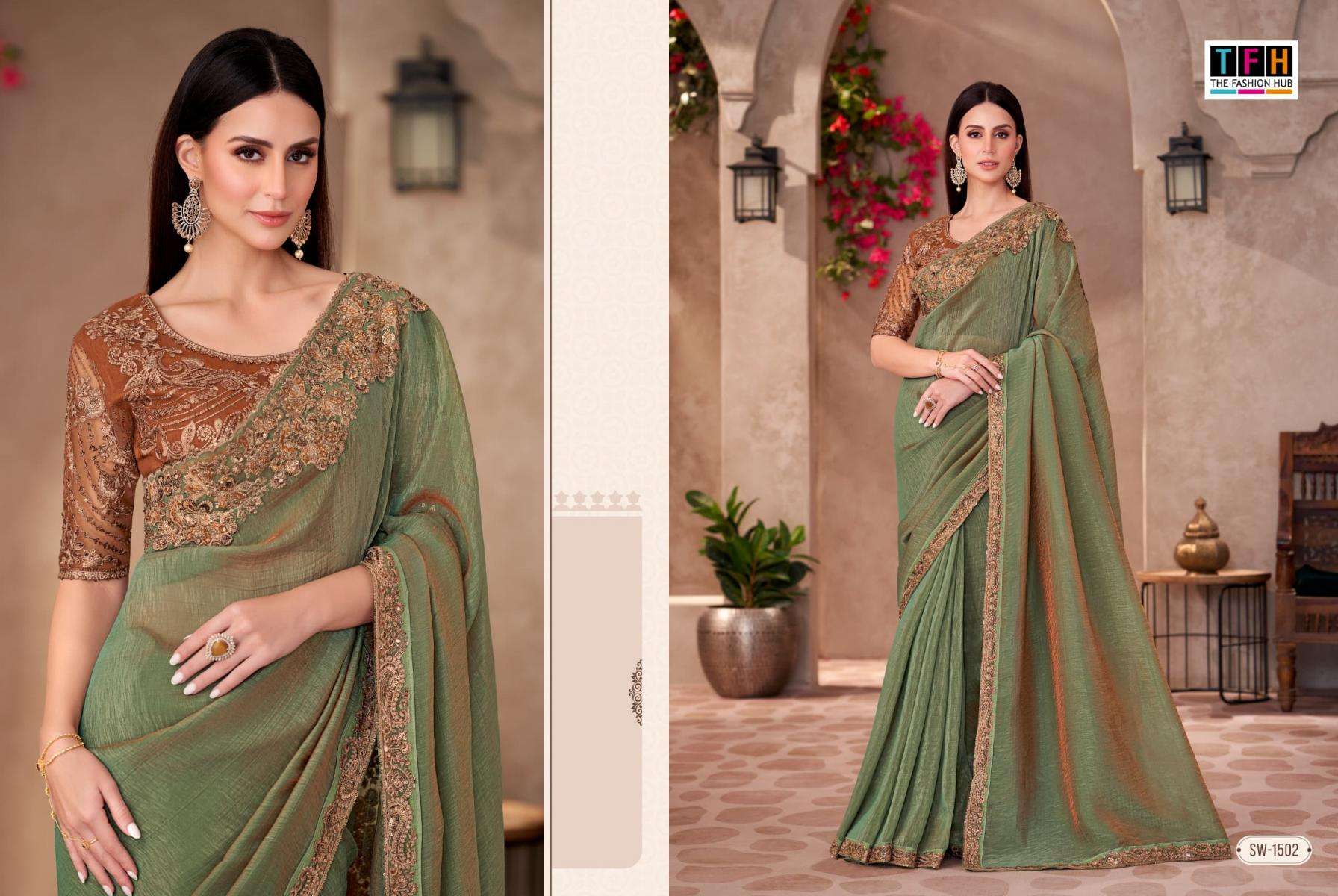 TFH Presents Sandal Wood Vol-15 Chiffon Exclusive Designer Sarees For Every Occasion Catalog Wholesaler And Exporter In Surat