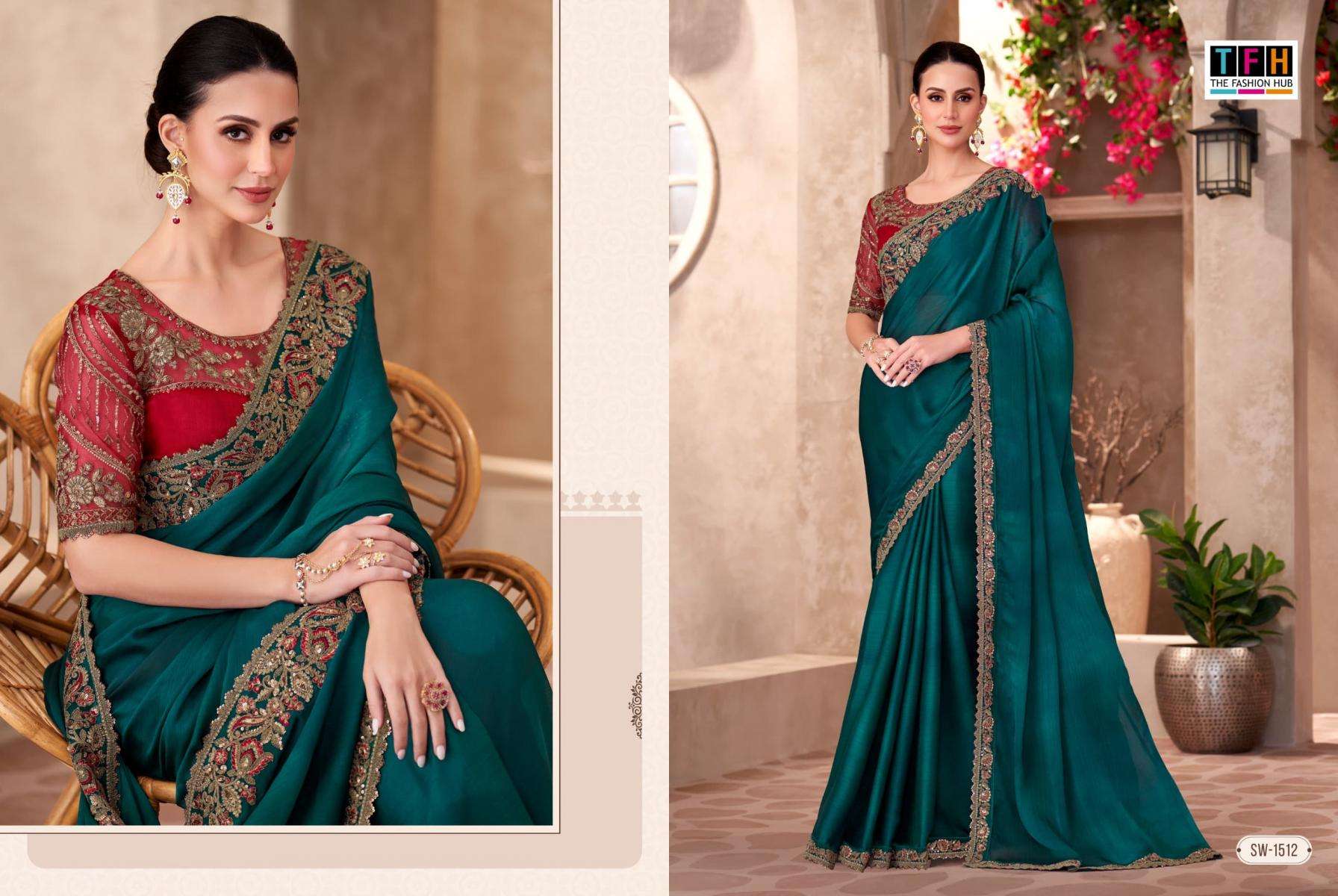 TFH Presents Sandal Wood Vol-15 Chiffon Exclusive Designer Sarees For Every Occasion Catalog Wholesaler And Exporter In Surat