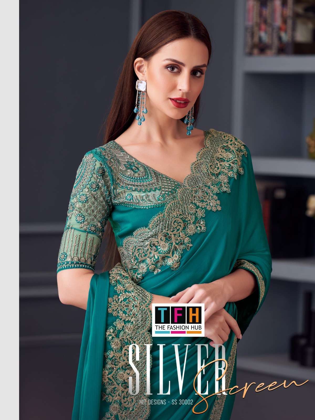 TFH presents Silver Screen 30002 Colors Silk Chiffon Party Ware Saree Catalog wholesaler