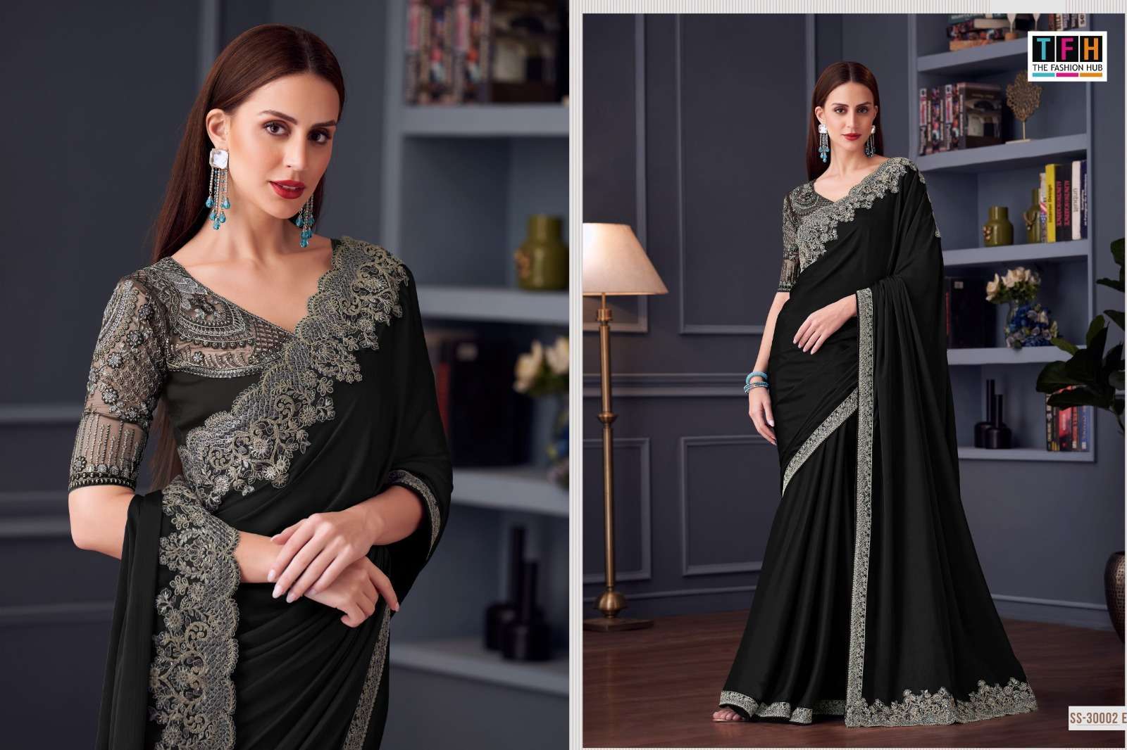 TFH presents Silver Screen 30002 Colors Silk Chiffon Party Ware Saree Catalog wholesaler