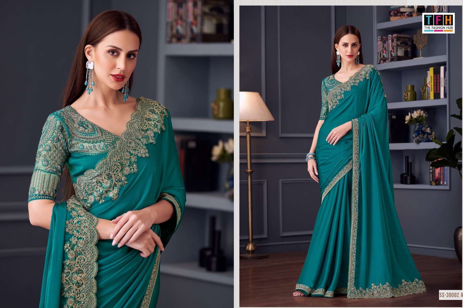 TFH presents Silver Screen 30002 Colors Silk Chiffon Party Ware Saree Catalog wholesaler
