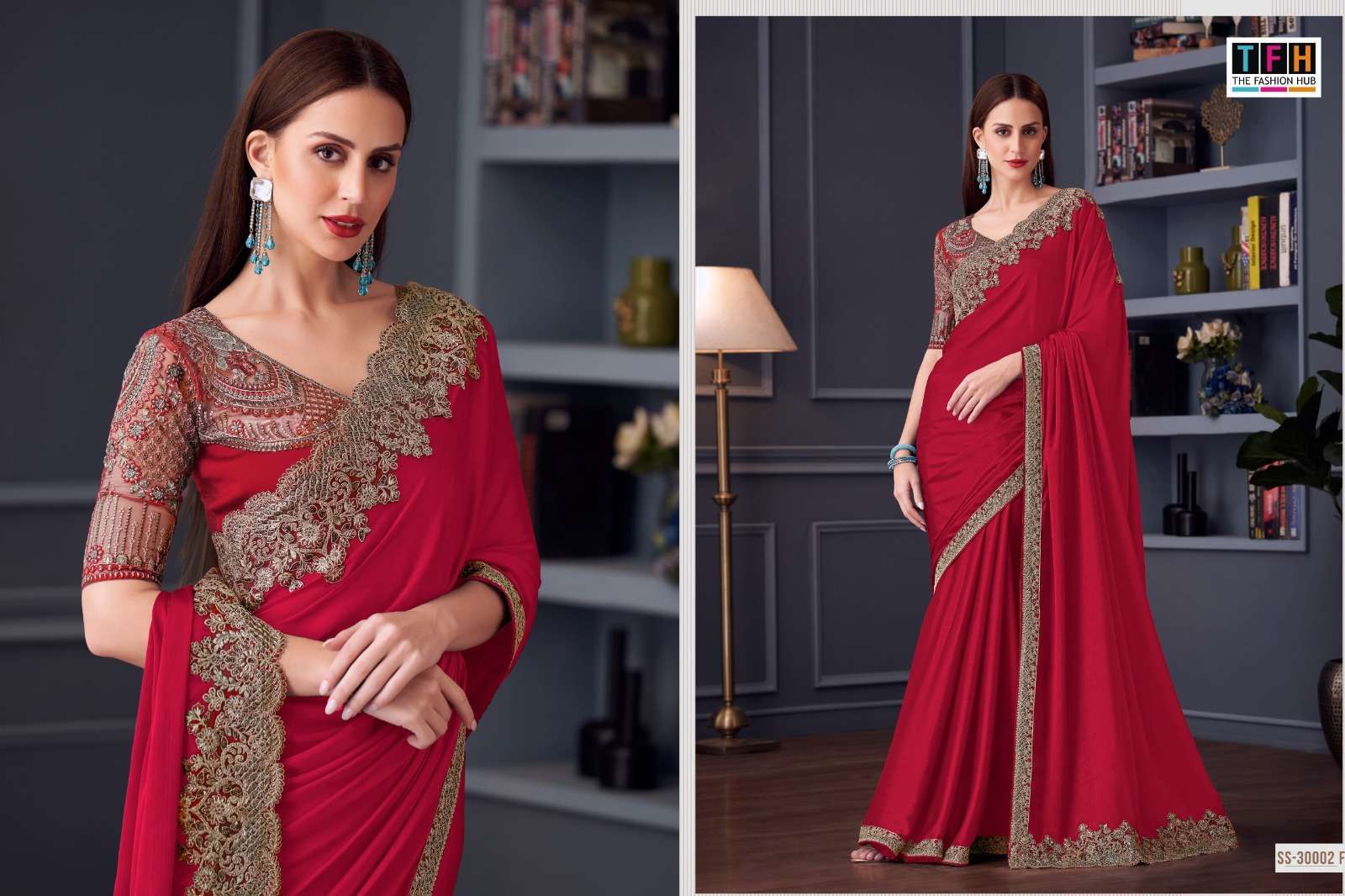 TFH presents Silver Screen 30002 Colors Silk Chiffon Party Ware Saree Catalog wholesaler