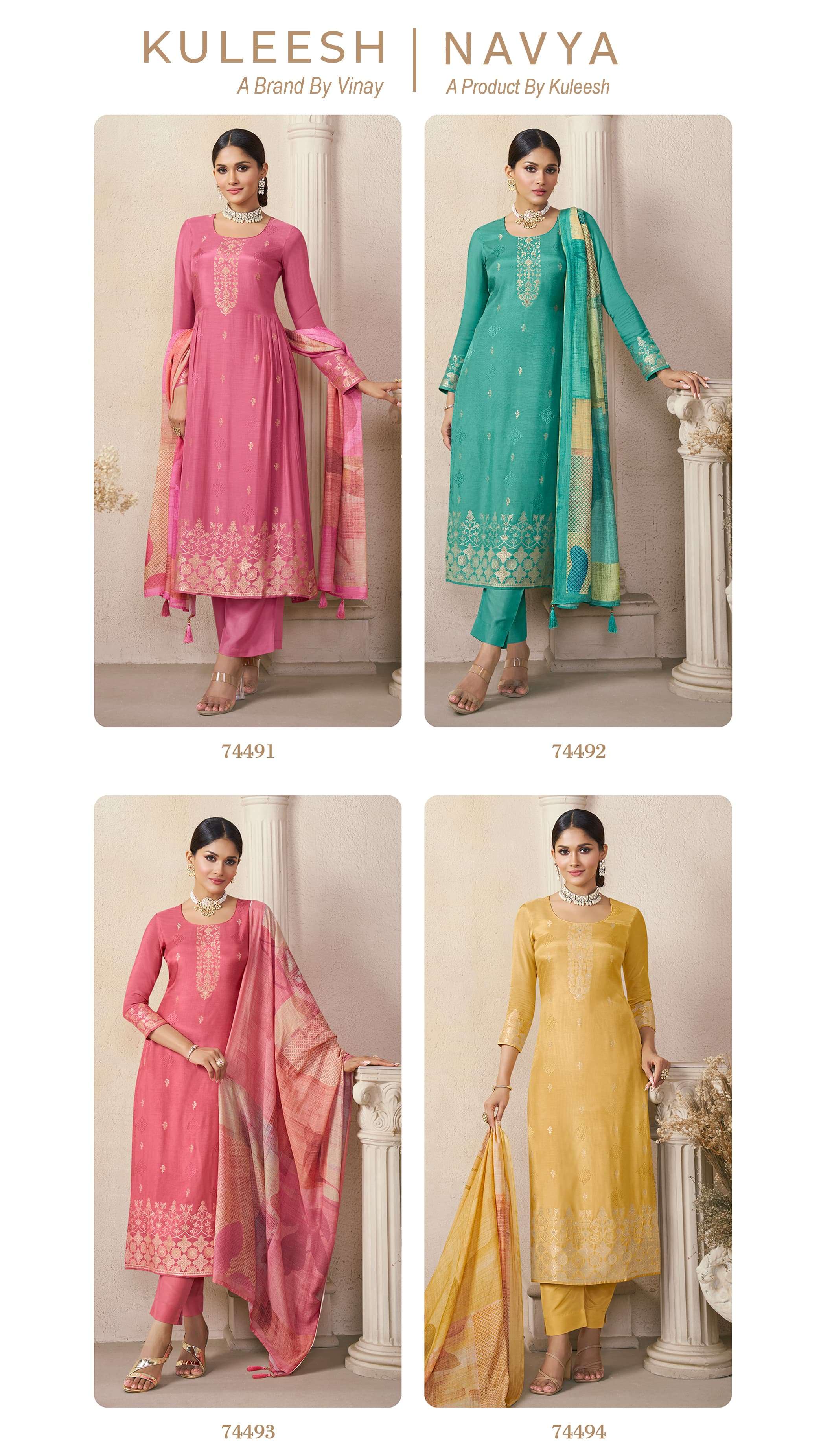 VINAY PRESENTS NAVYA ANARKALI AND STREIGHT SALWAR SUITS CATALOG WHOLESALER AND EXPORTER IN SURAT