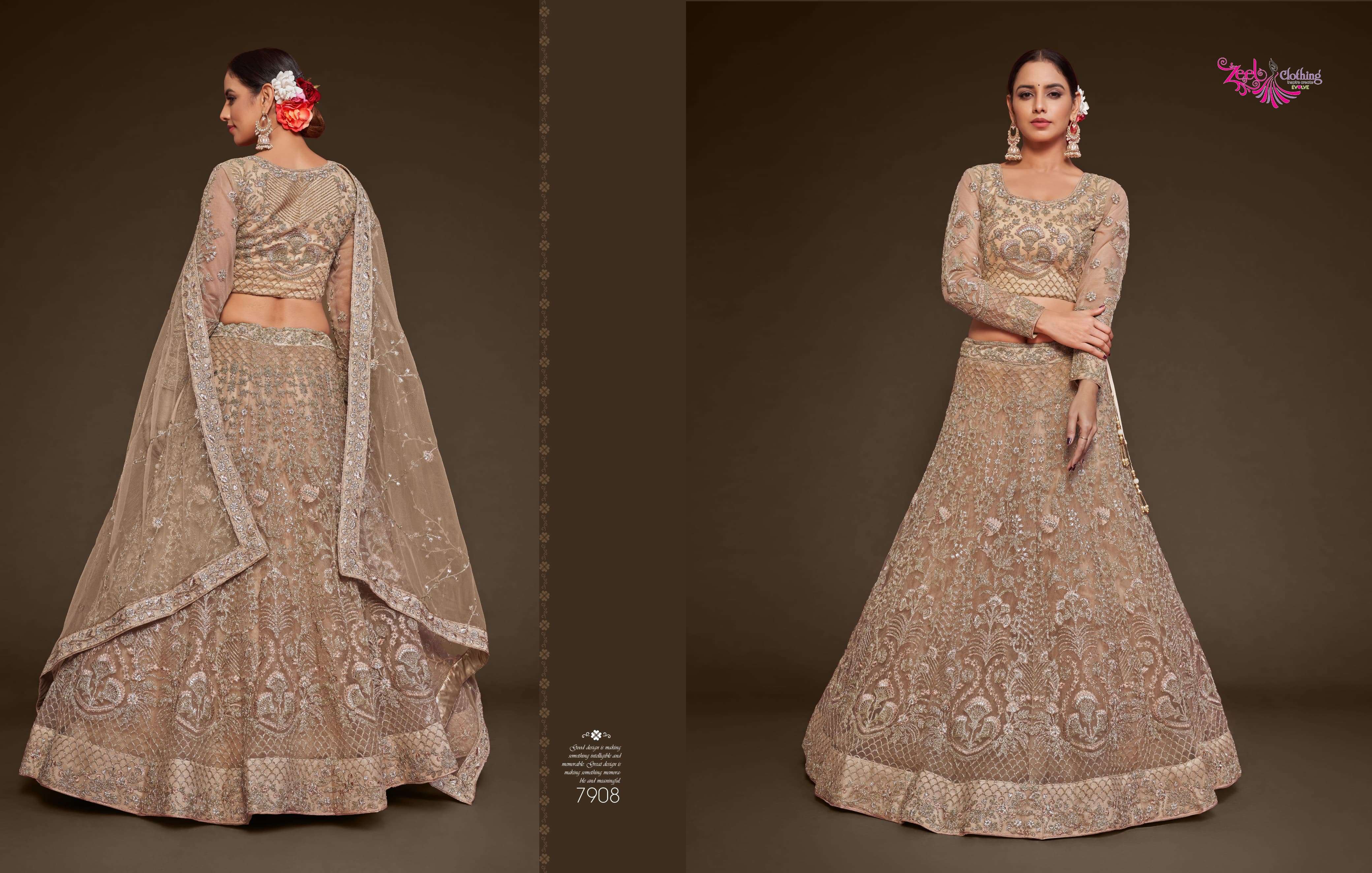 ZEEL CLOTHING PRESENTS THE SHIMMERS VOL-1 FANCY NET LEHNGHA CHOLI CATALOG WHOLESALE GEORGETTE UNIQUE COLORS DESIGNER LEHENGAS
