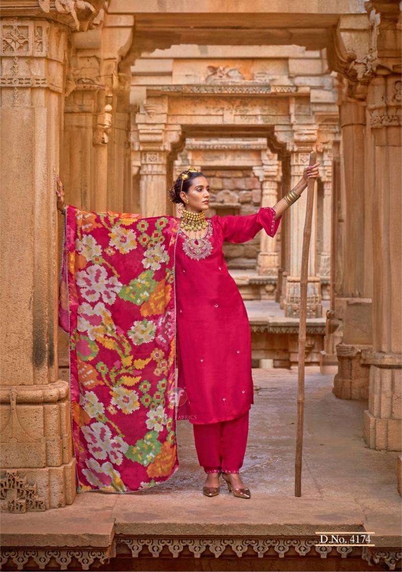 Anju Fab Presents Raj Kothi Natural Crepe Full Stitch Fashionable Suit For Womens Catalog WHolesaler And Exporter 