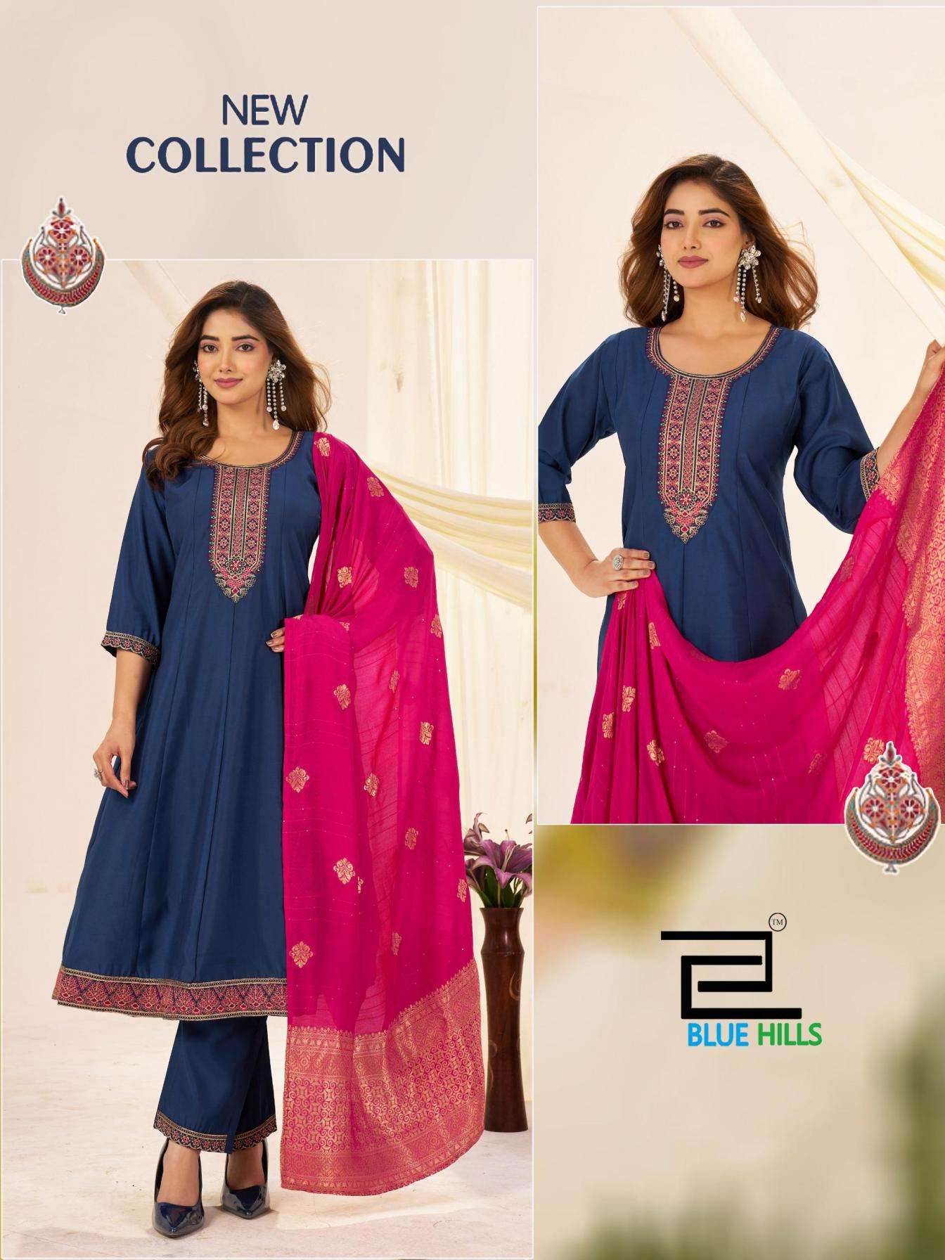 BLUE HILLS PRESENTS TAJ MAHAL VOL-10 ROMAN SILK READYMADE PLUS SIZE SUIT FOR WOMEN CATALOG  WHOLESALER AND EXPORTER IN SURAT