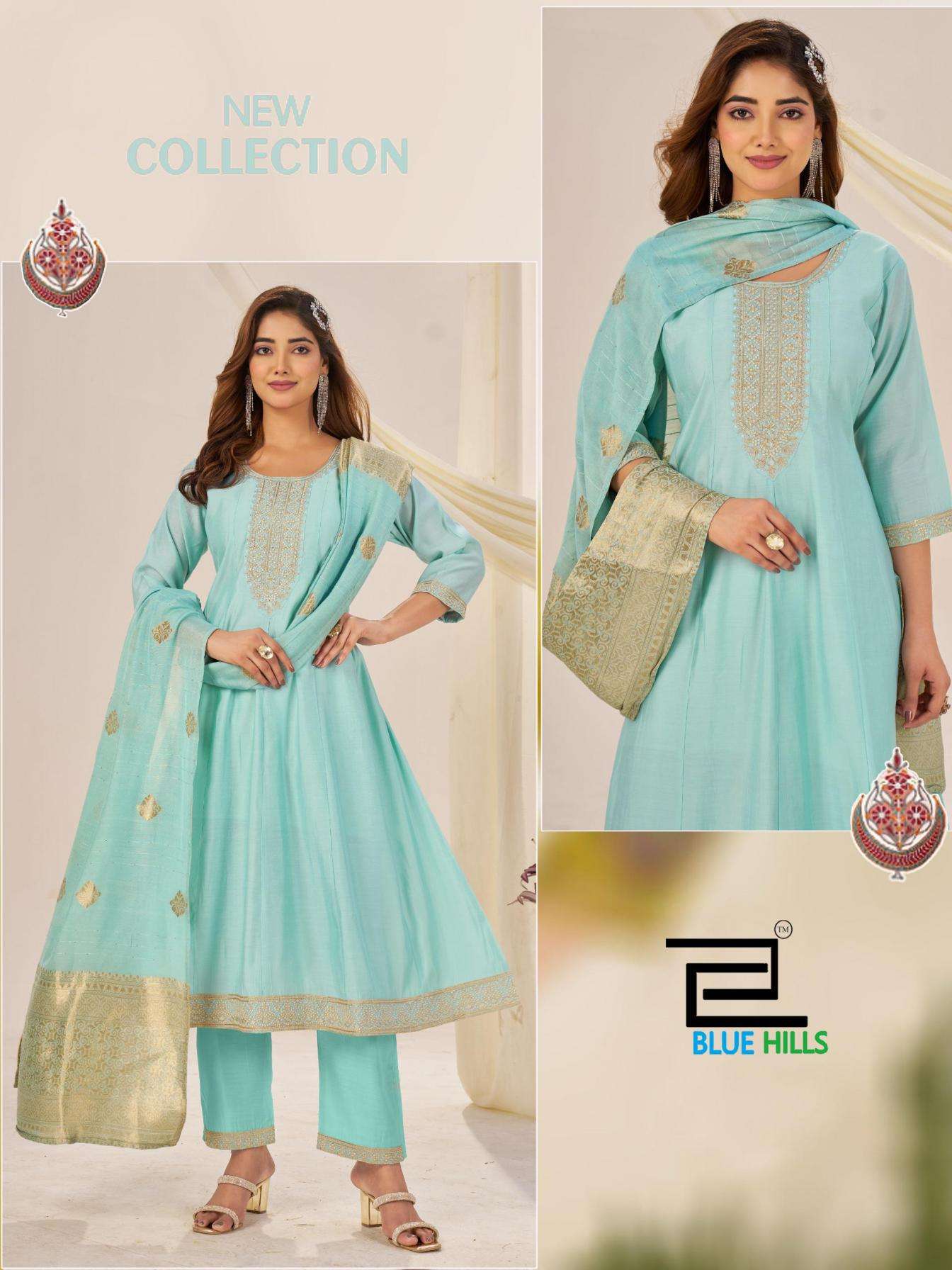 BLUE HILLS PRESENTS TAJ MAHAL VOL-10 ROMAN SILK READYMADE PLUS SIZE SUIT FOR WOMEN CATALOG  WHOLESALER AND EXPORTER IN SURAT