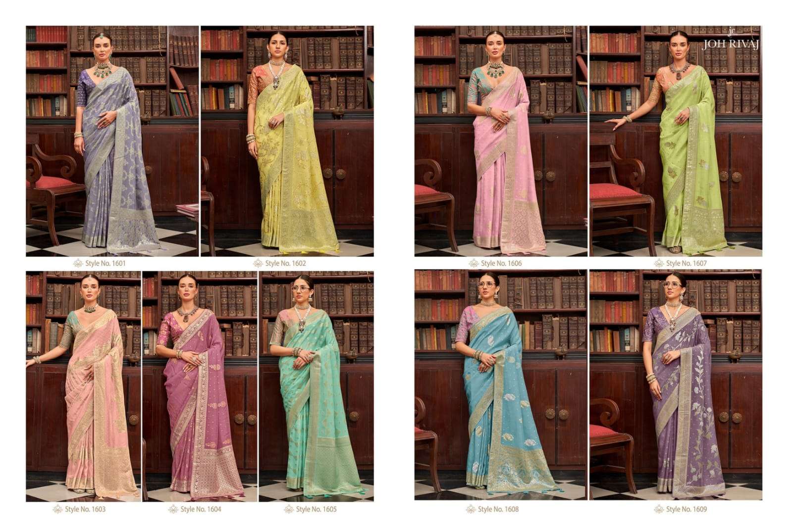 Joh Rivaaj Presents Johari 1601-1609 Series Shop Trendy Saree Wholesaler Catalog Wholesaler And Exporter 