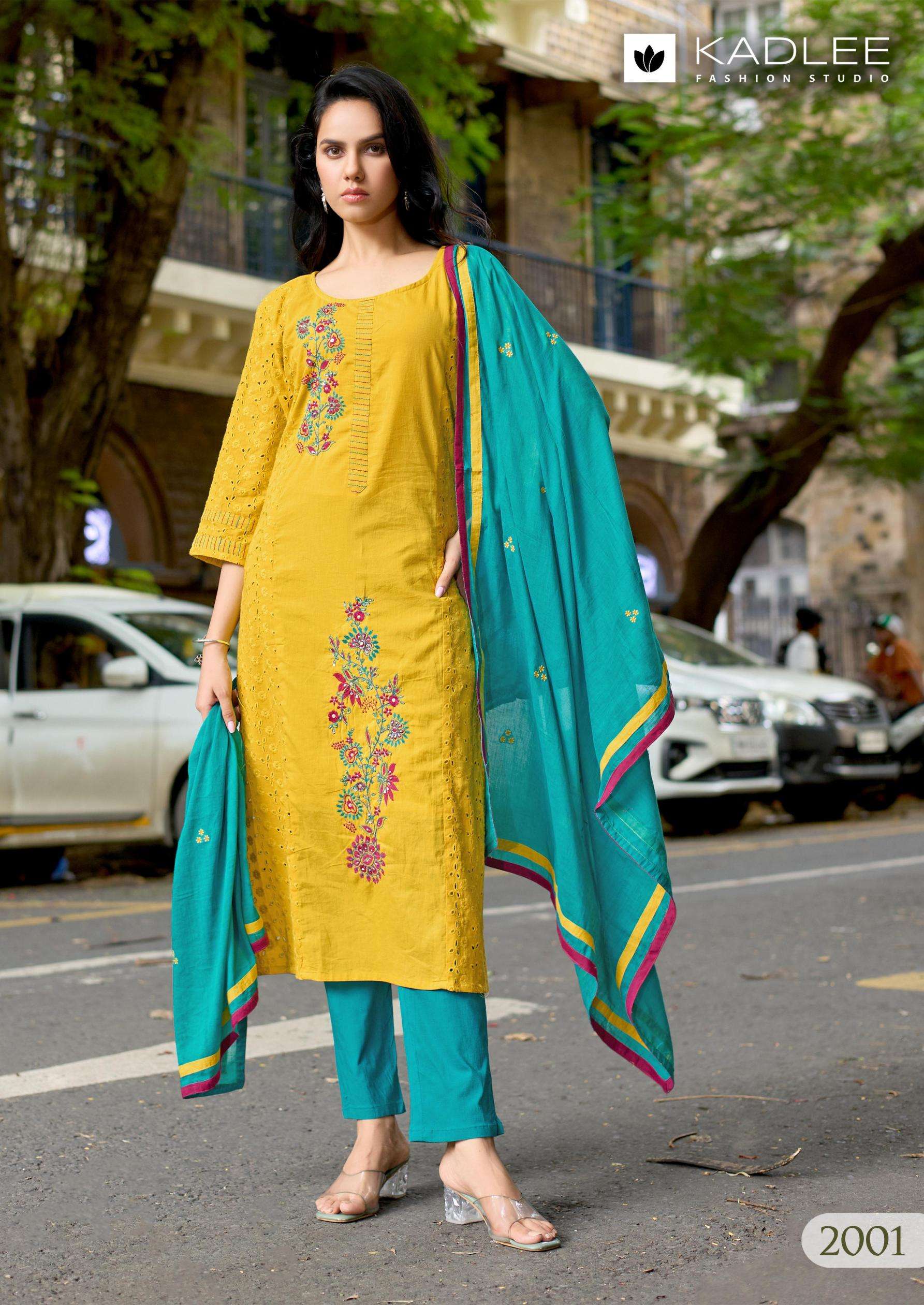 KADLEE PRESENTS ROOHI FANCY SHIFLI COTTON FULL STITCHED KURTI WITH PANT AND DUPPATA CATALOG WHOLESALER AND EXPORTER 
