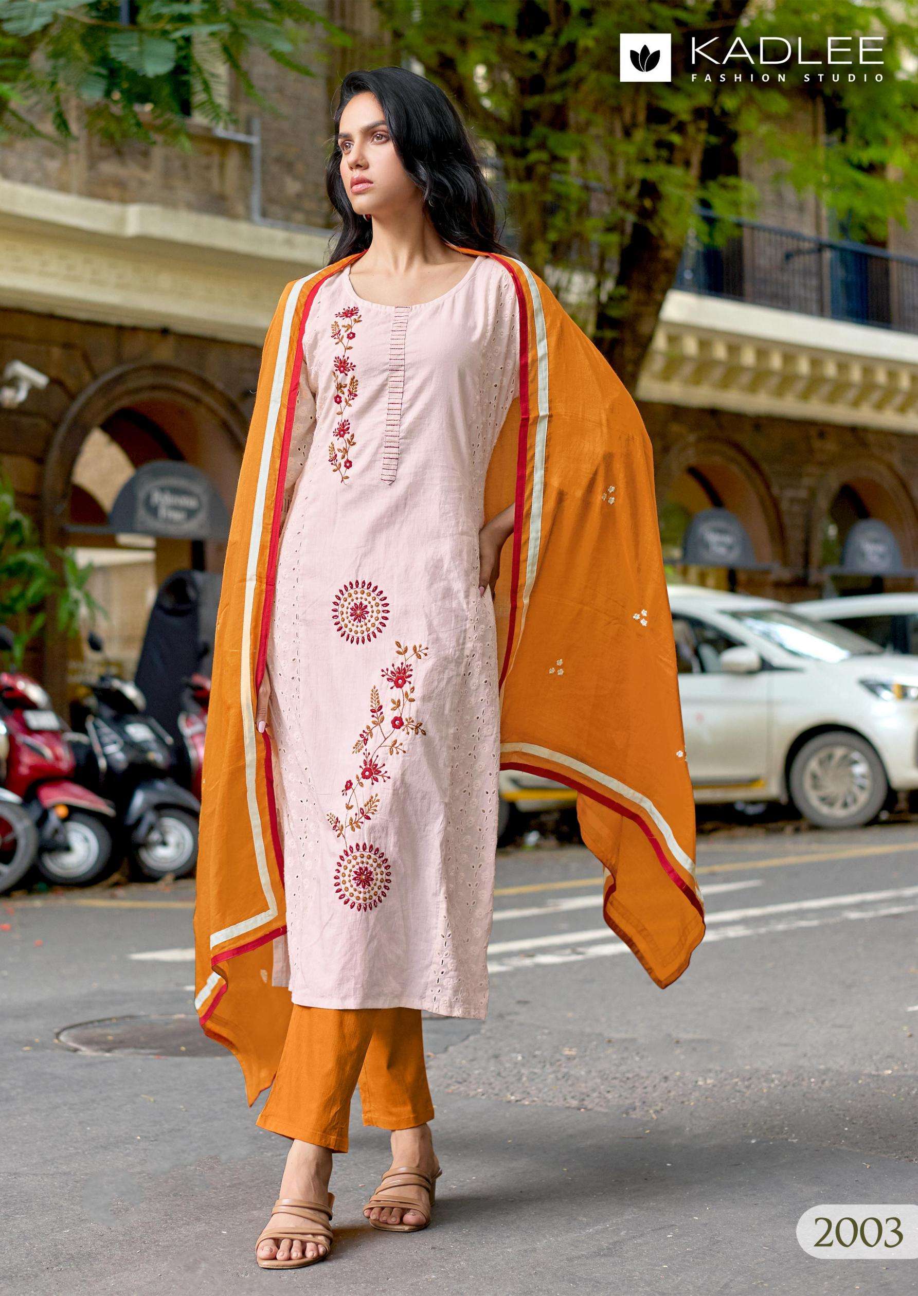 KADLEE PRESENTS ROOHI FANCY SHIFLI COTTON FULL STITCHED KURTI WITH PANT AND DUPPATA CATALOG WHOLESALER AND EXPORTER 