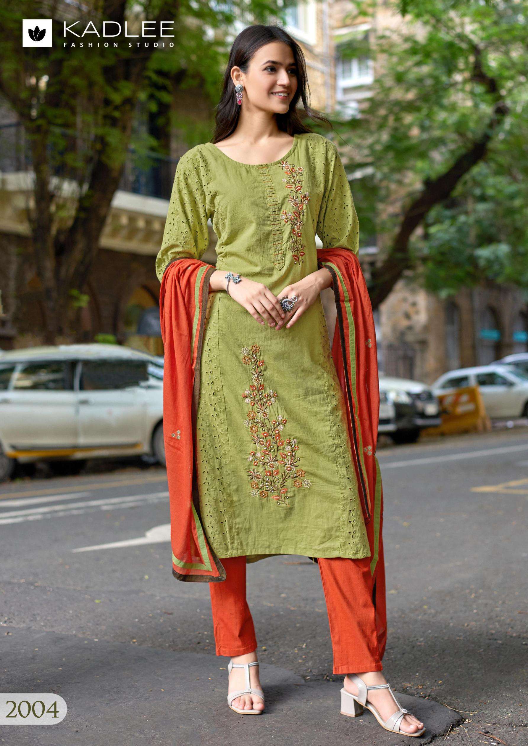 KADLEE PRESENTS ROOHI FANCY SHIFLI COTTON FULL STITCHED KURTI WITH PANT AND DUPPATA CATALOG WHOLESALER AND EXPORTER 