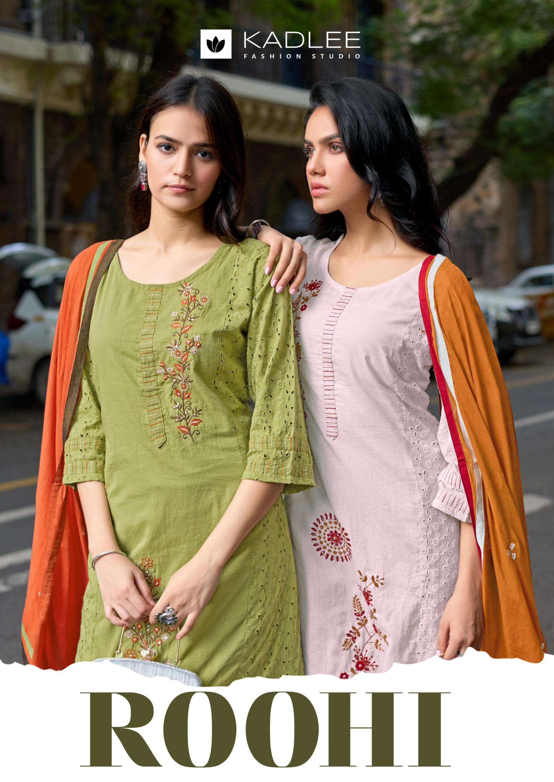 KADLEE PRESENTS ROOHI FANCY SHIFLI COTTON FULL STITCHED KURTI WITH PANT AND DUPPATA CATALOG WHOLESALER AND EXPORTER 