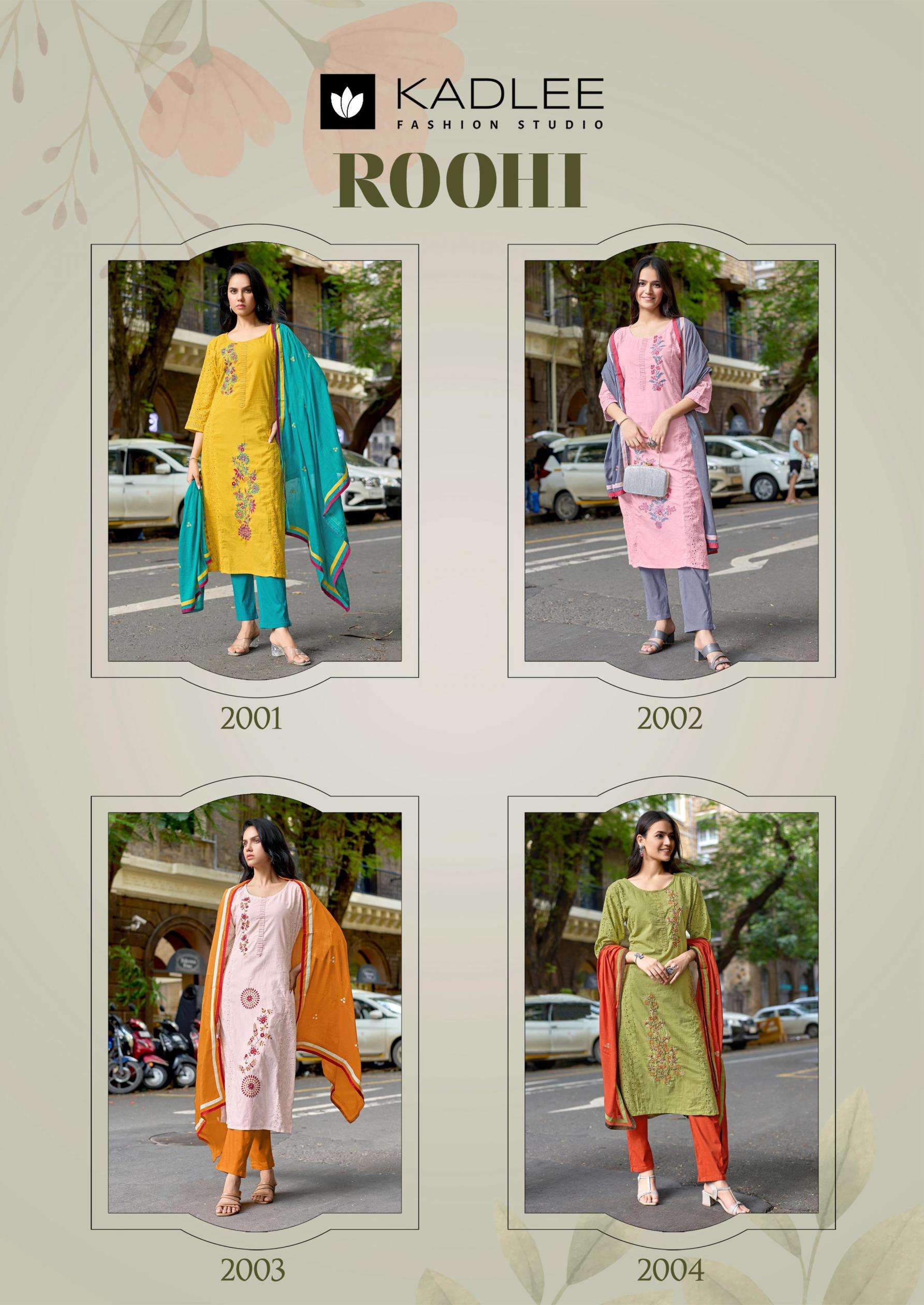 KADLEE PRESENTS ROOHI FANCY SHIFLI COTTON FULL STITCHED KURTI WITH PANT AND DUPPATA CATALOG WHOLESALER AND EXPORTER 