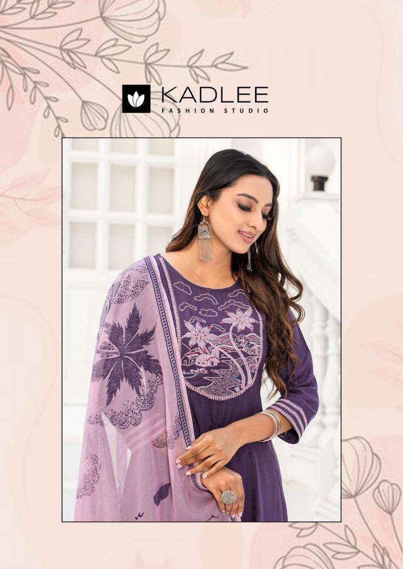Kadlee Presents Swarnika Rayon Fully Stitch Elegance 3pcs Plazzo Kurtis Catalog Wholesaler And Exporter