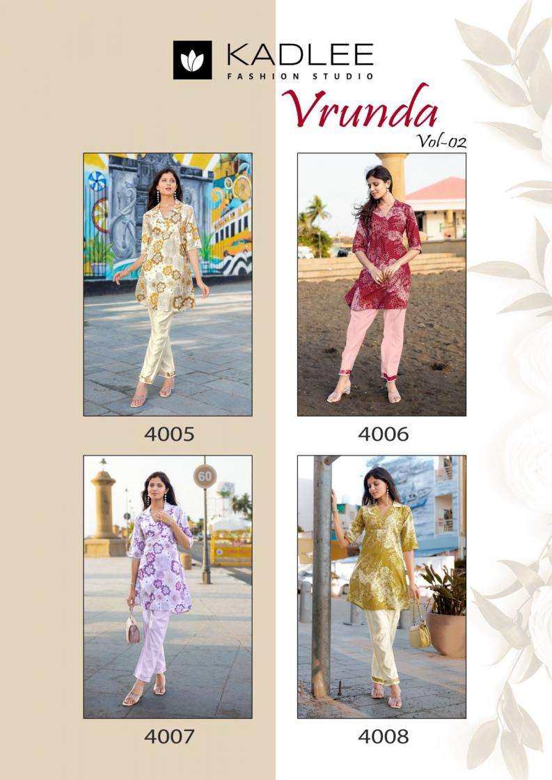 Kadlee Presents Vrunda Vol-2 Vetican Print Readymade Amazing Co-Ord Sets Catalog Wholesaler And Exporter 