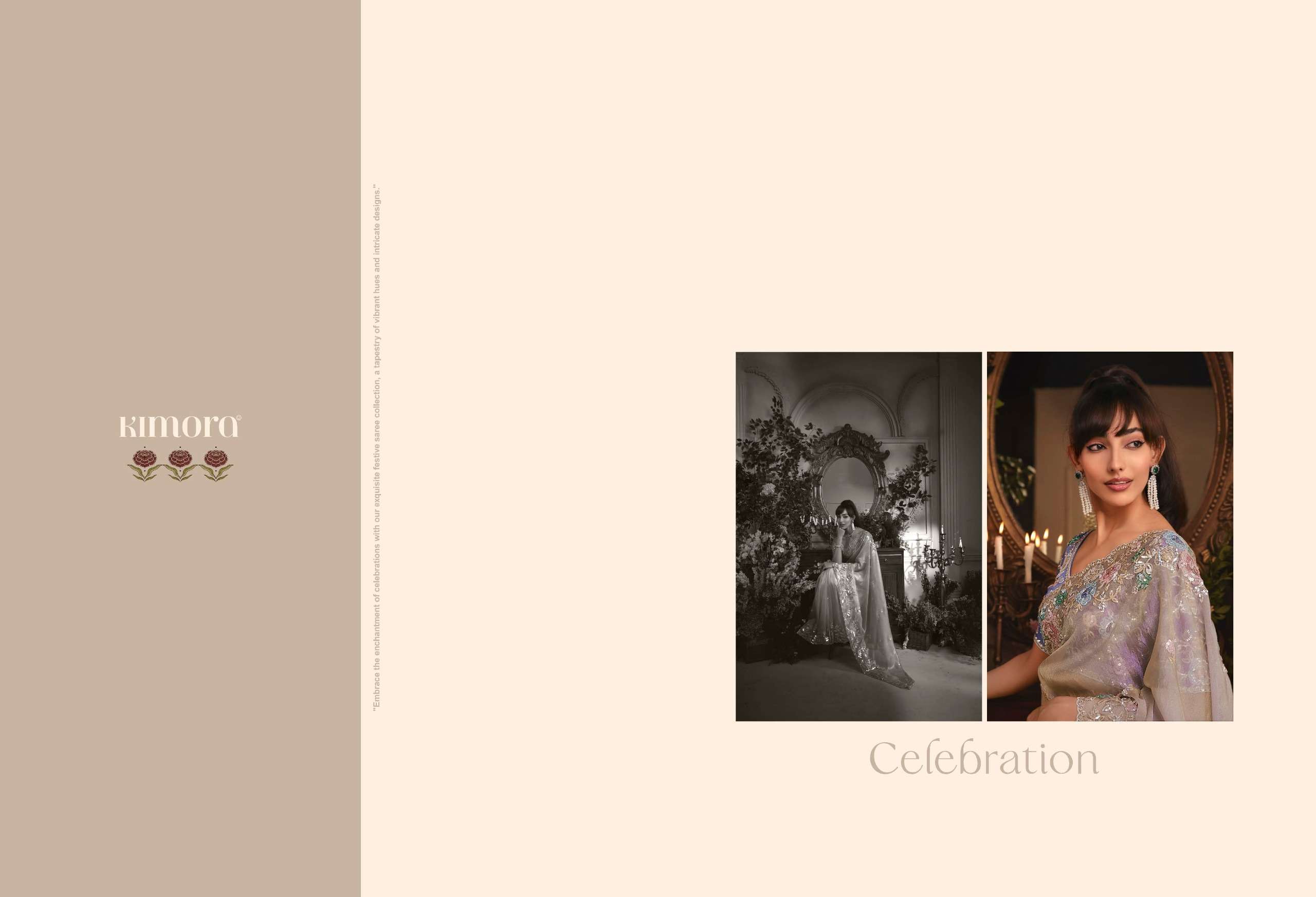 KIMORA PRESENTS CELEBRATION PREMIUM TISSUE ORGANZA FANCY PARTY WEAR LOOK SAREES CATALOG WHOLESALER AND EXPORTER IN SURAT