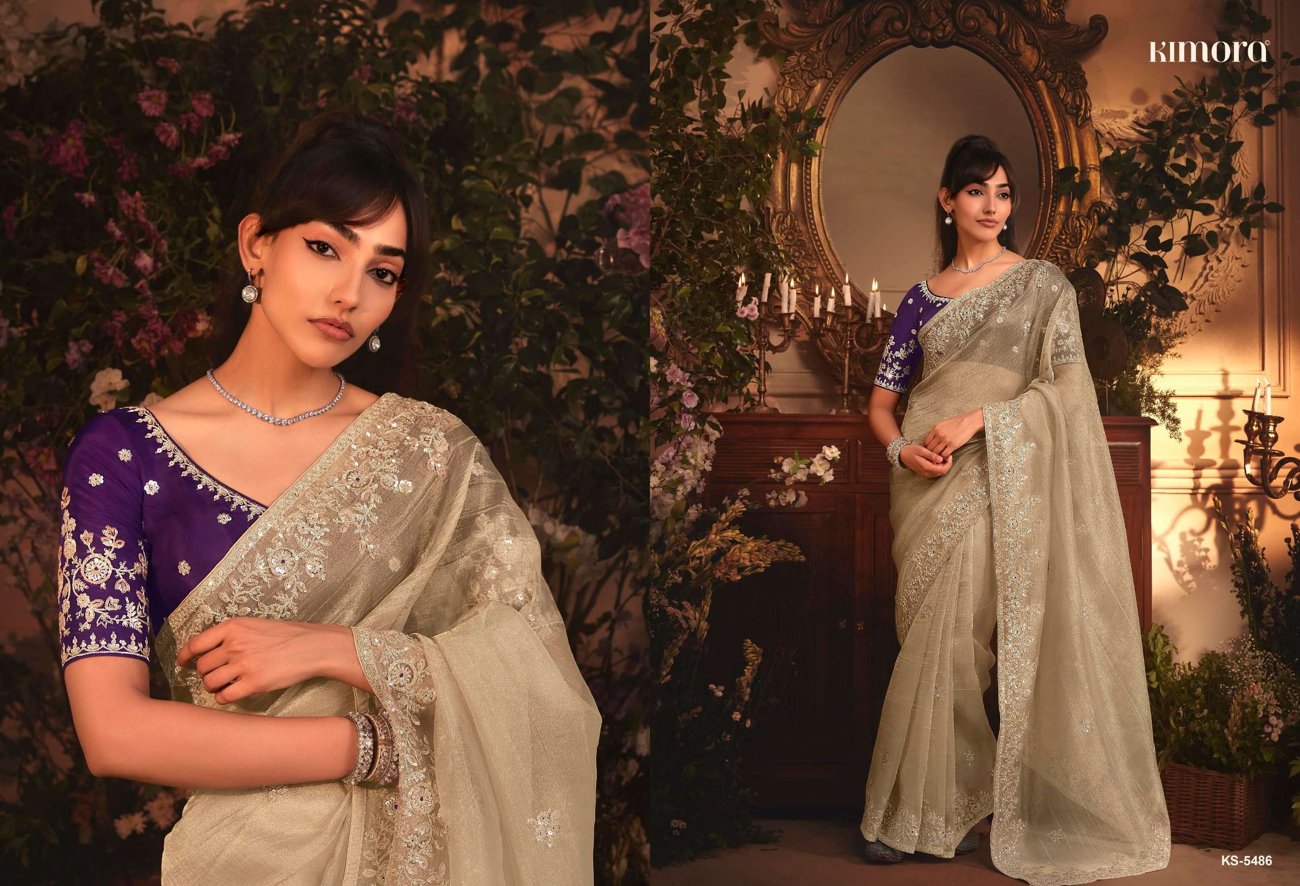 KIMORA PRESENTS CELEBRATION PREMIUM TISSUE ORGANZA FANCY PARTY WEAR LOOK SAREES CATALOG WHOLESALER AND EXPORTER IN SURAT