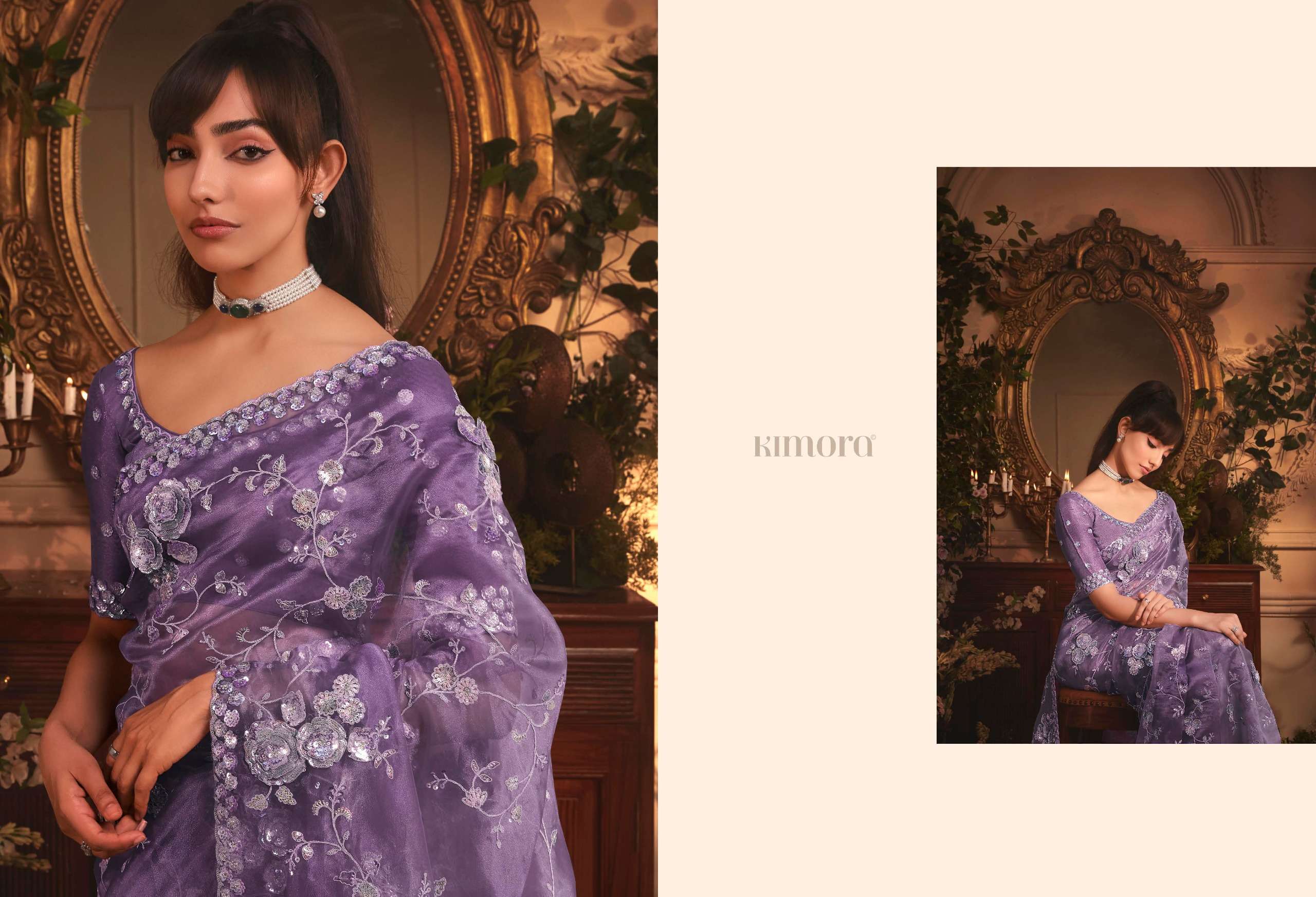 KIMORA PRESENTS CELEBRATION PREMIUM TISSUE ORGANZA FANCY PARTY WEAR LOOK SAREES CATALOG WHOLESALER AND EXPORTER IN SURAT